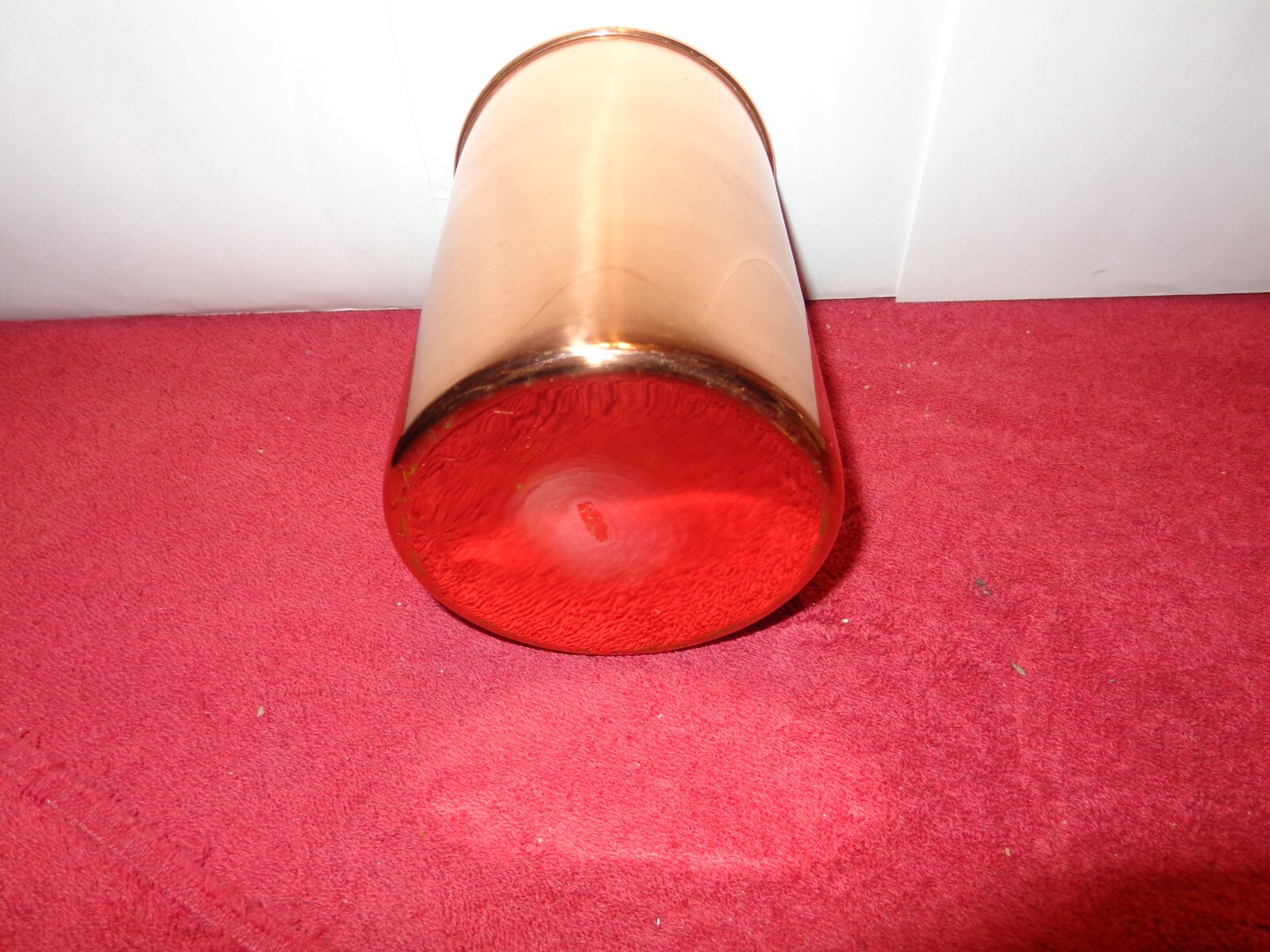 VINTAGE COPPER UTENSILS CONTAINER-CUP NEVER USED 4 x 5 7/8 in BRASS BADGE # 902