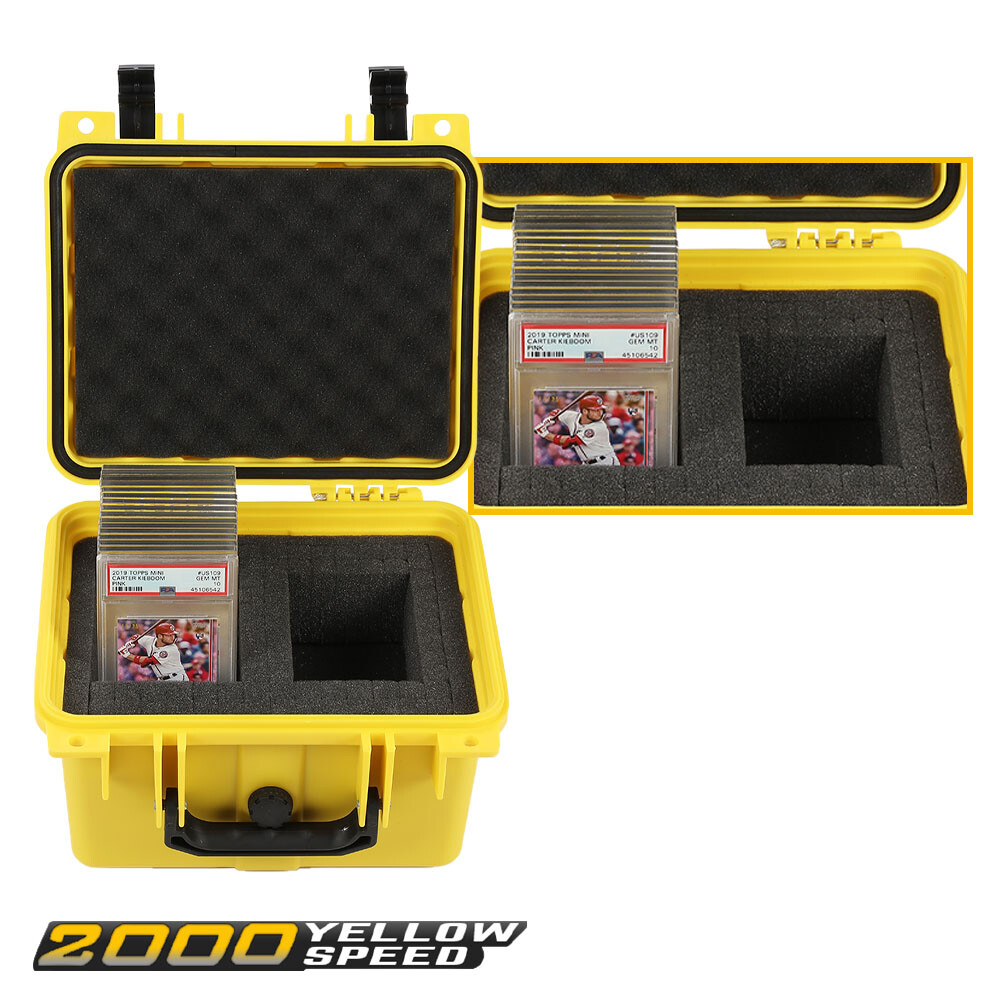 Waterproof Graded Card Storage Box Deep Travel Case Slab Holder&Protector Yellow