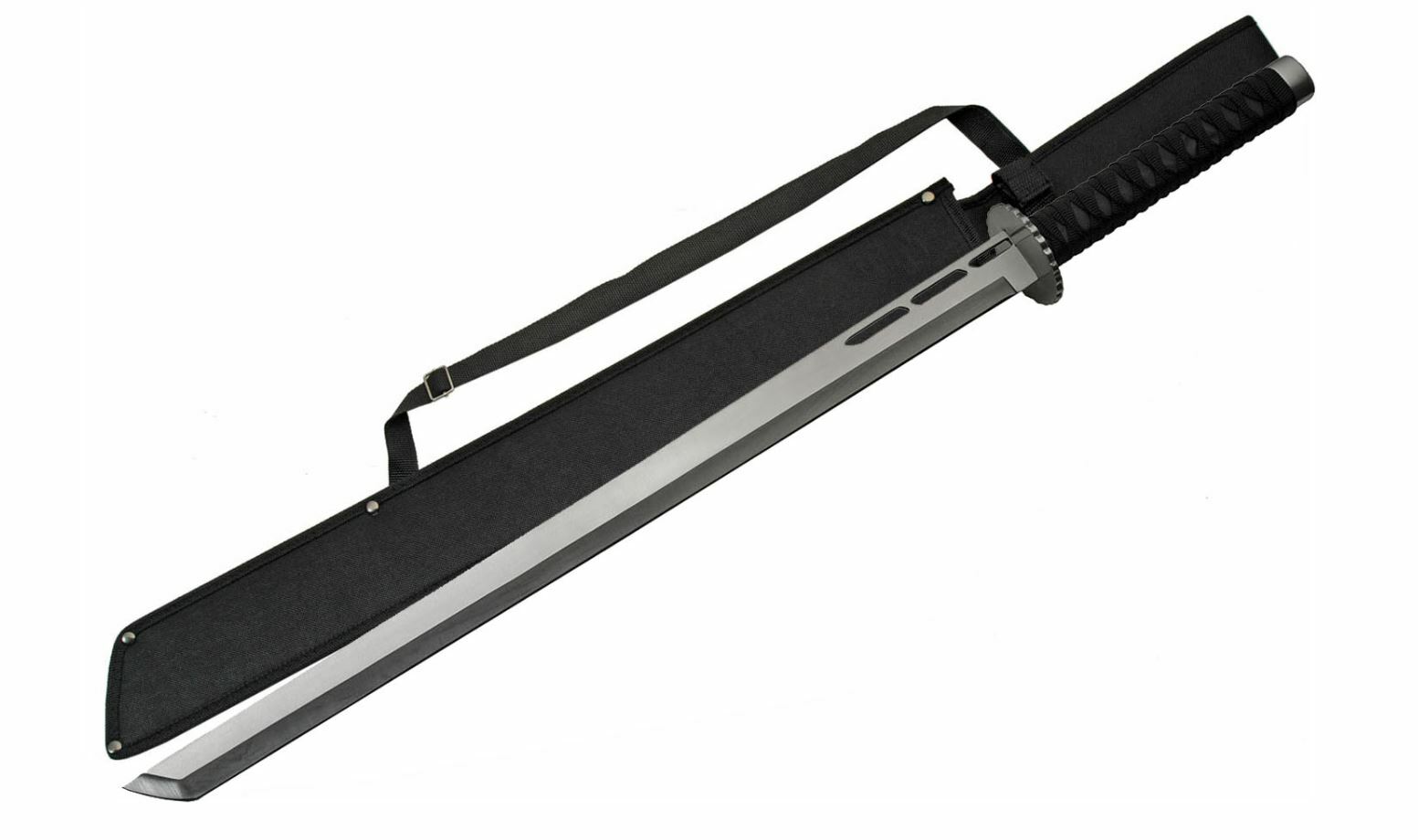 29″ Ninja Tanto Sword With Nylon Sheath Cord Wrapped Handle