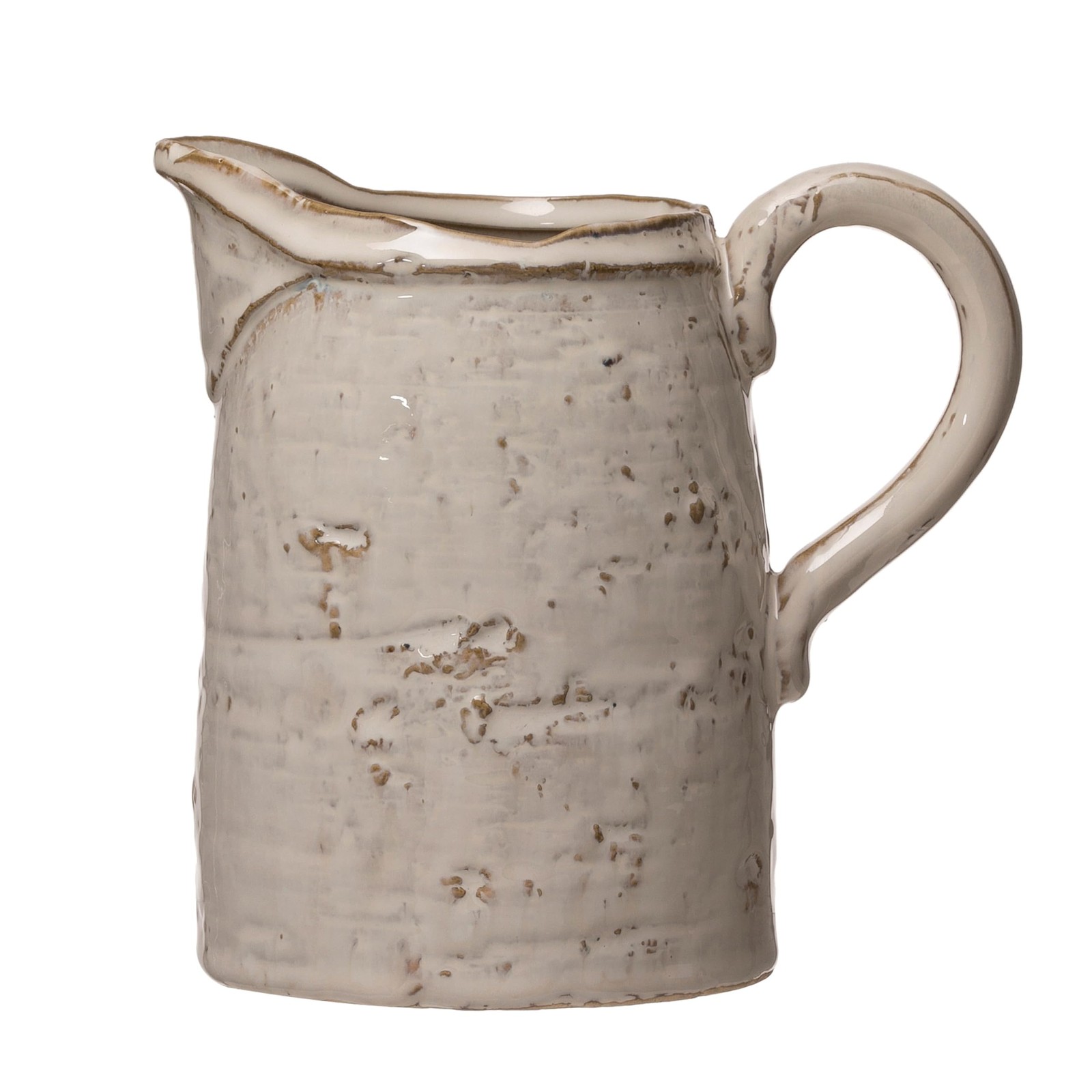 28 oz. Stoneware Pitcher, Reactive Glaze, White (Each Will Vary)