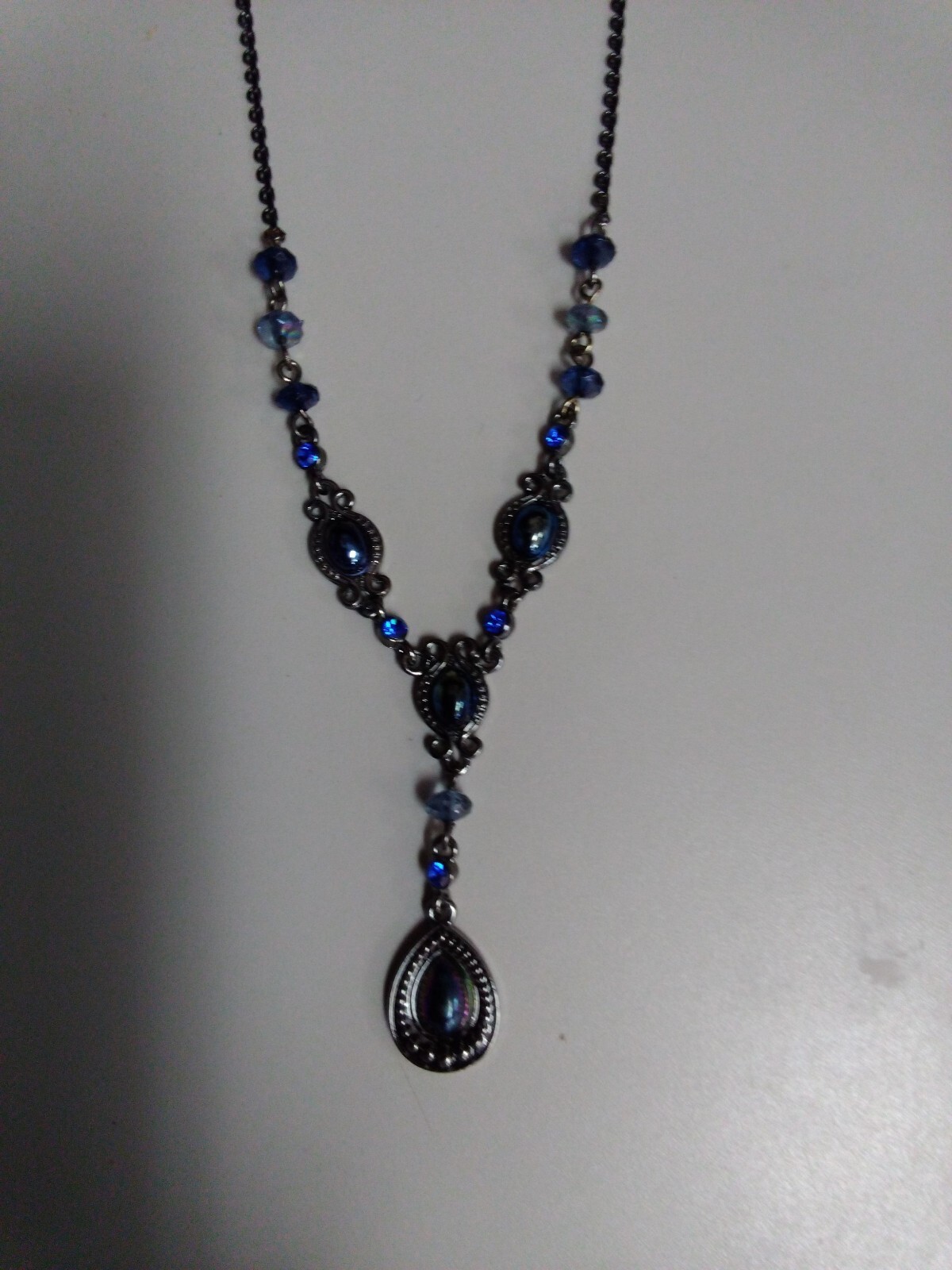 Avon Embellished Hematite Colored Medallion Necklace