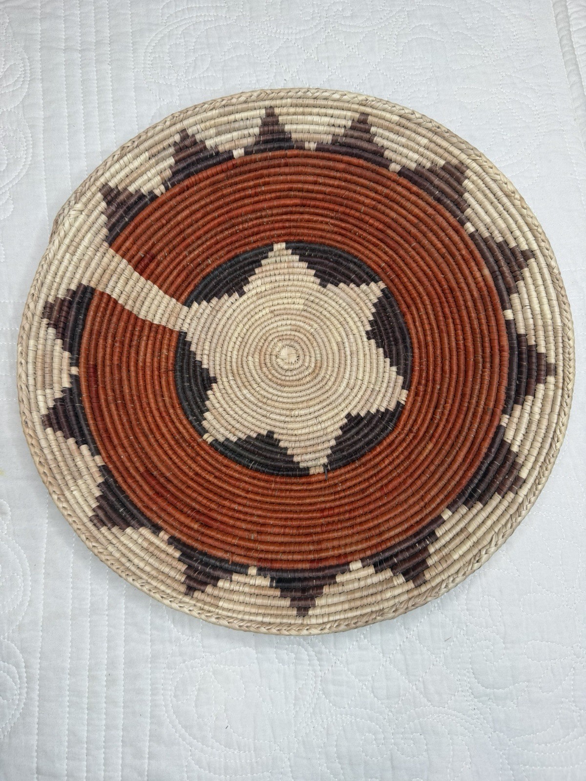 Antique Mesa Coil Wedding Basket 20 pt Star Native American 13” Wall Decor
