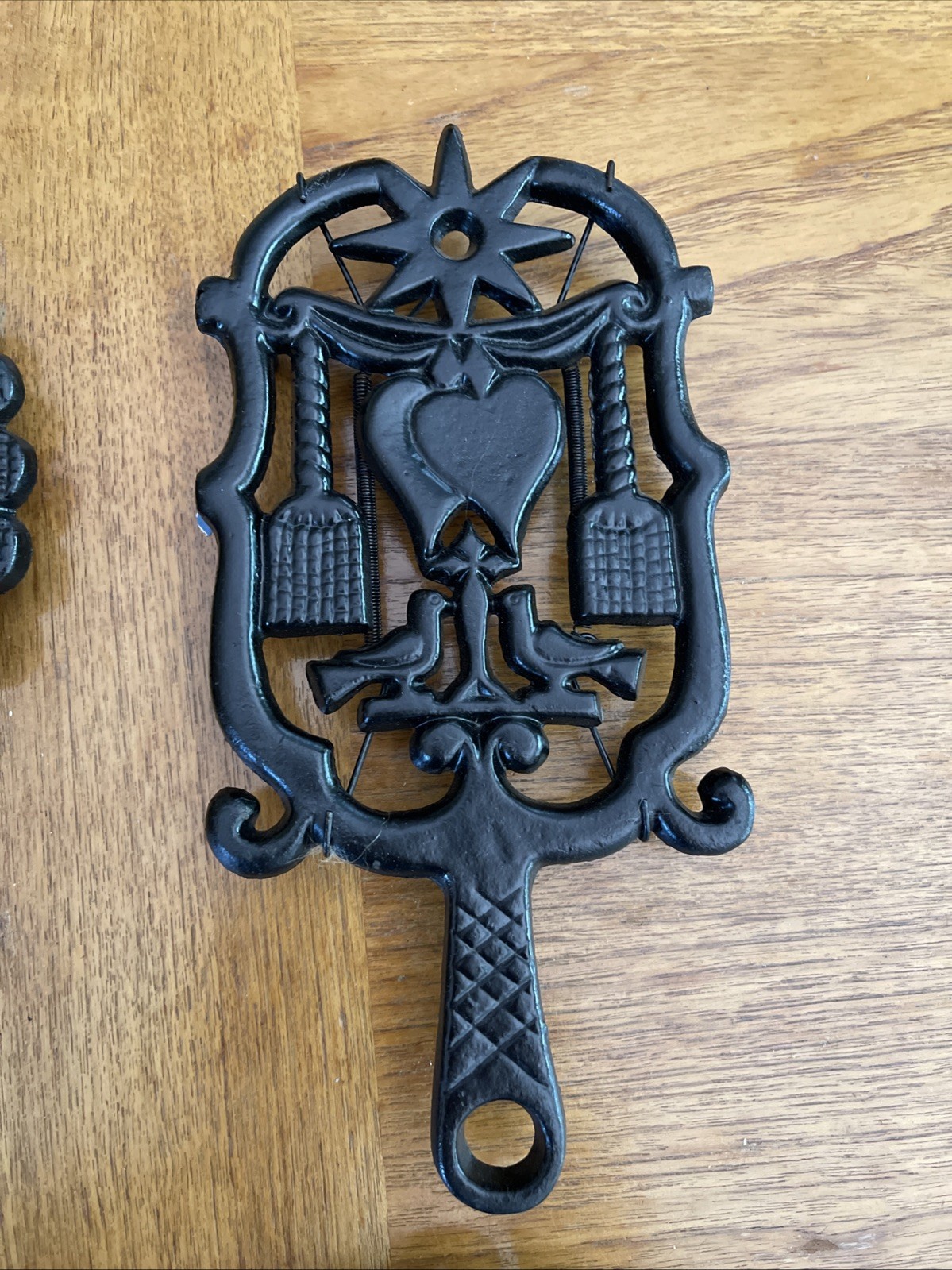 Lot 6 Vintage & Antique Cast Iron Trivets Between 8”-9” Long.