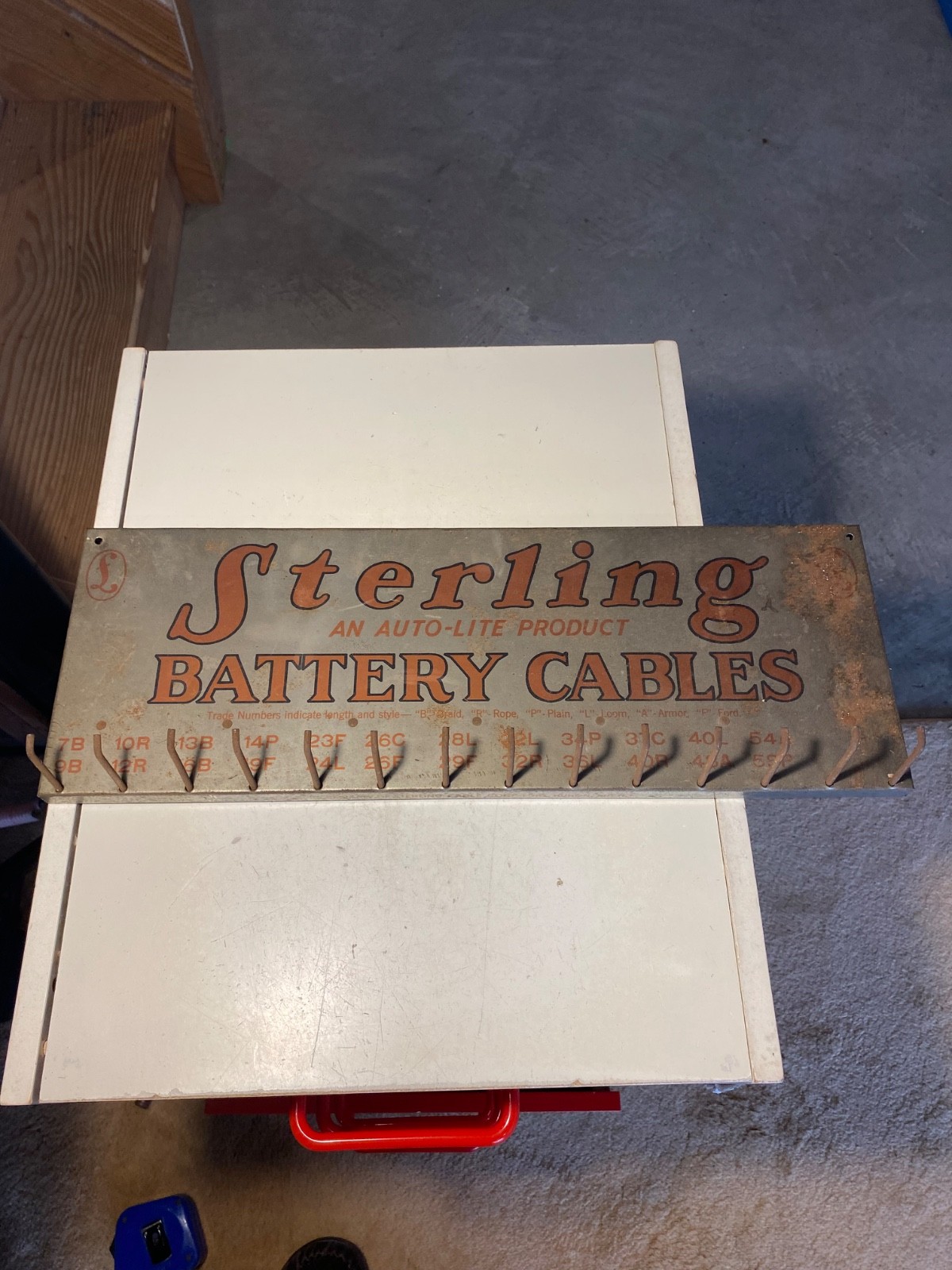 Vtg Metal Sterling Battery Cables Display Rack Auto Lite Port Huron Michigan