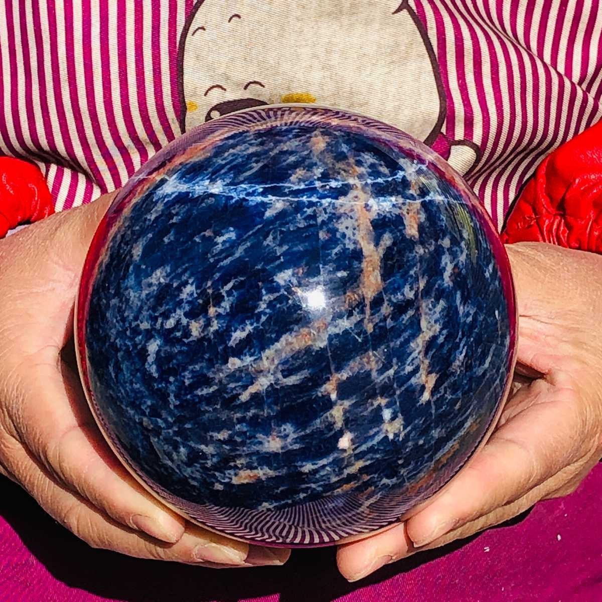 4.55LB Natural Sodalite Ball Blue Quartz Crystal Sphere Reiki Healing