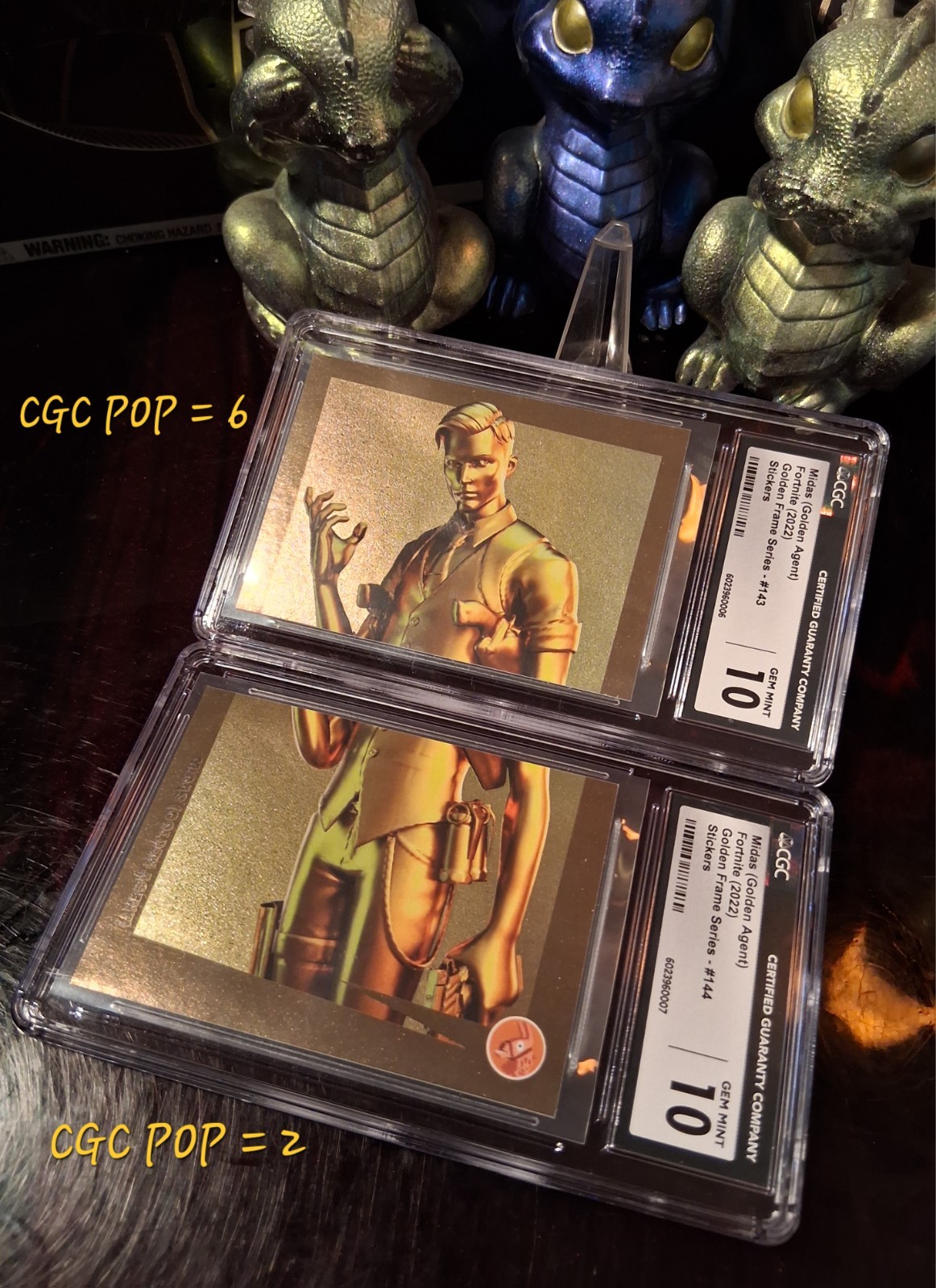 ✨️2022 Fortnite MIDAS (Golden Agent) Golden Frames ~ CGC/PSA 10 ~ BOTH #143&144