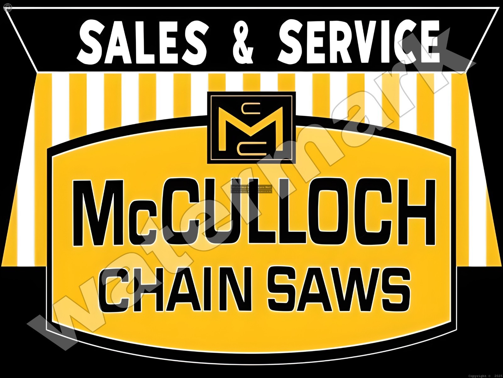 McCulloch Chain Saws Sales Service Metal Sign 9″ x 12″ or 12″ x 16″