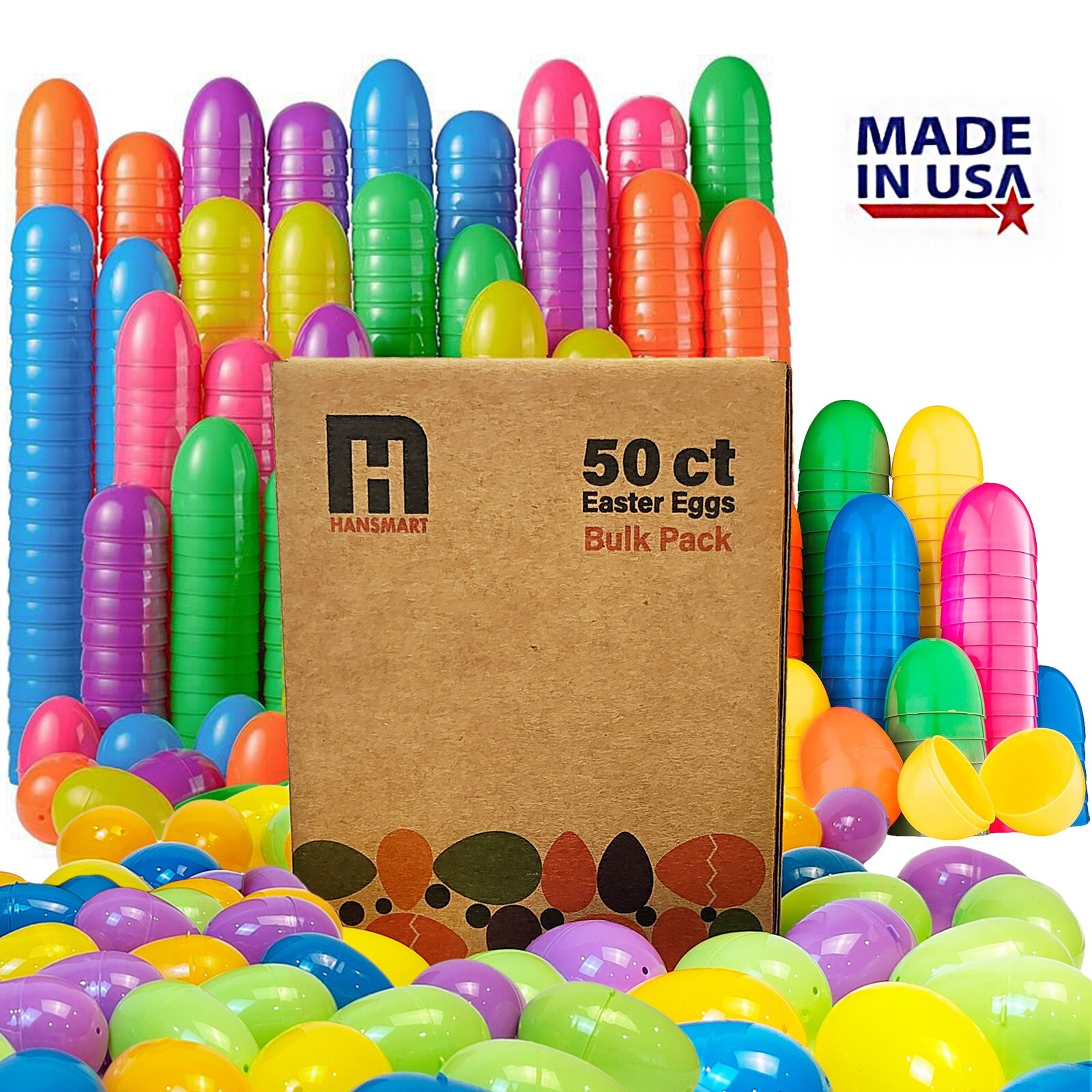 50/200 PCS 2.25″ Plastic Easter Eggs Empty Easter Eggs Fillable Bright Eggs Bulk