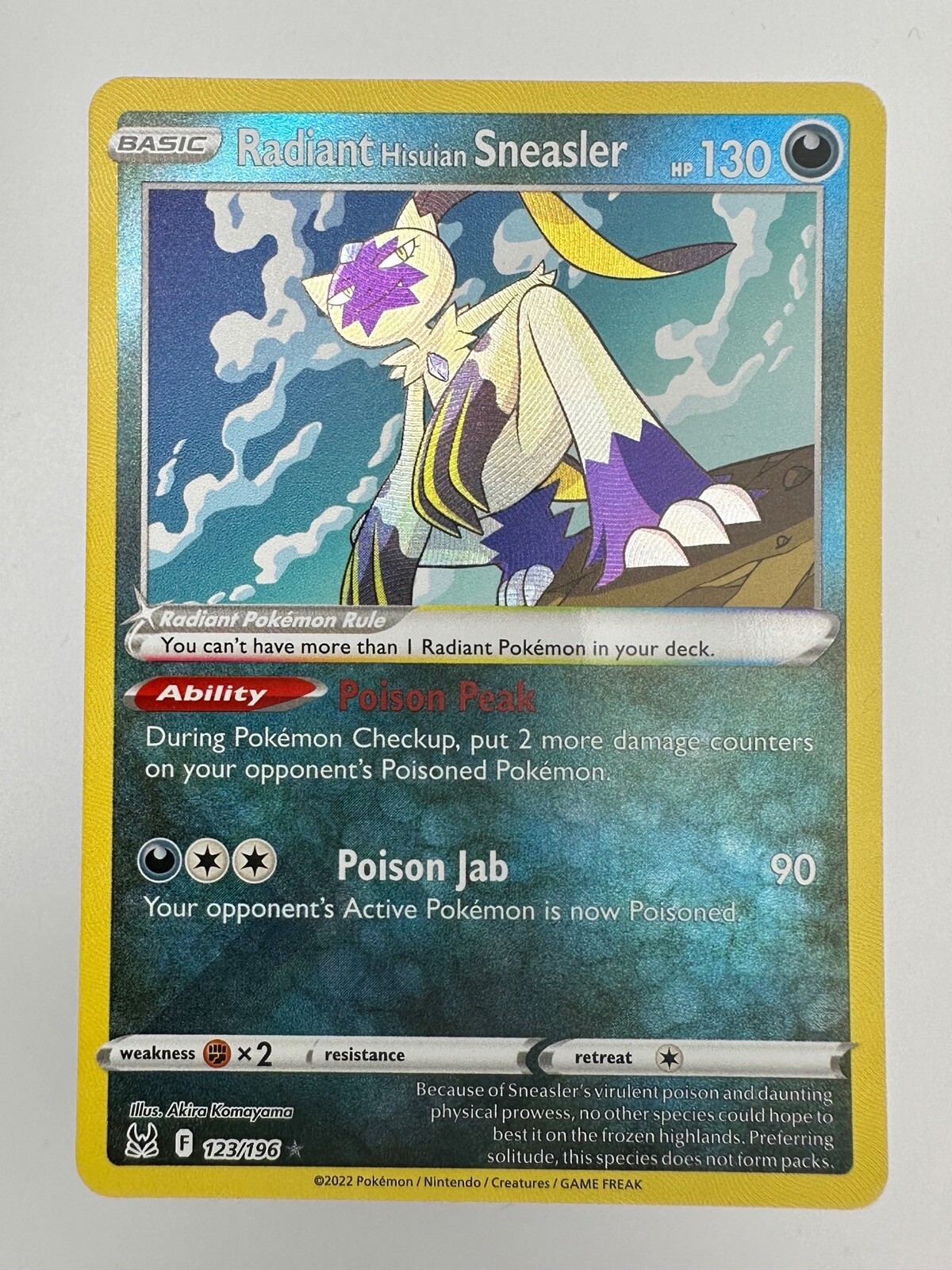 Pokemon TCG Card Lost Origin Radiant Hisuian Sneasler 123/196 Holo Ultra Rare