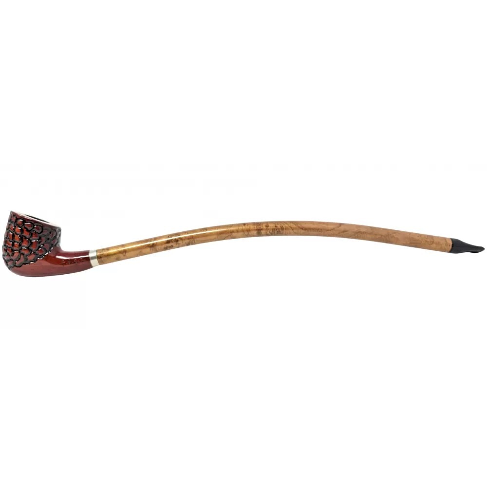 15″ Cherry Rustic Churchwarden Gandalf Pipe Long Stem Bent Tobacco Pipe
