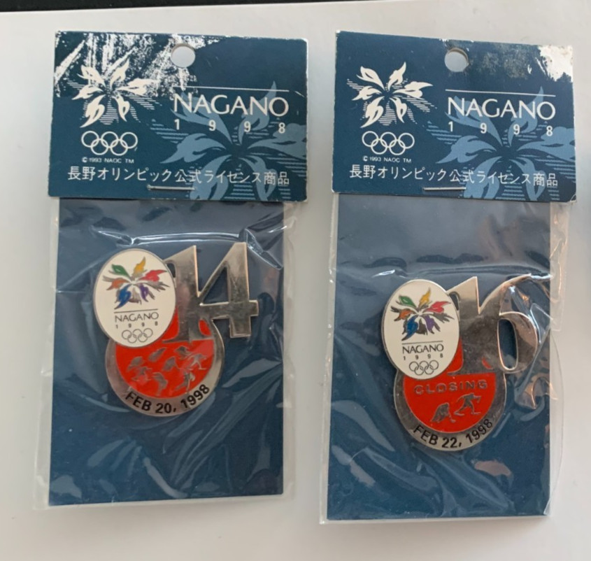 1998 Nagano Winter Olympic Pins Days 14 and 16 Vintage Collectible