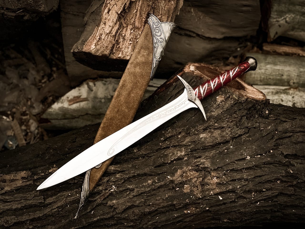 Handmade Sting Replica – 22″ Elven dagger with Scabbard – Inspired by Lort