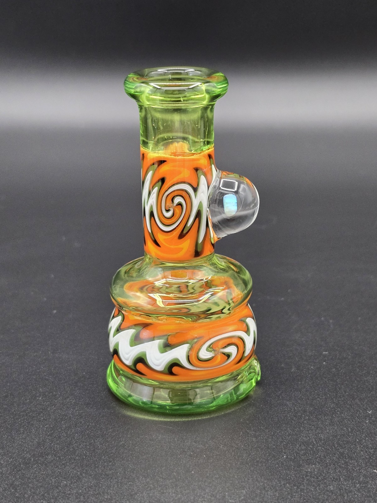 Green Wig Wag Peak Dry Glass Top W/ Opal Borosilicate American Made 3.5″