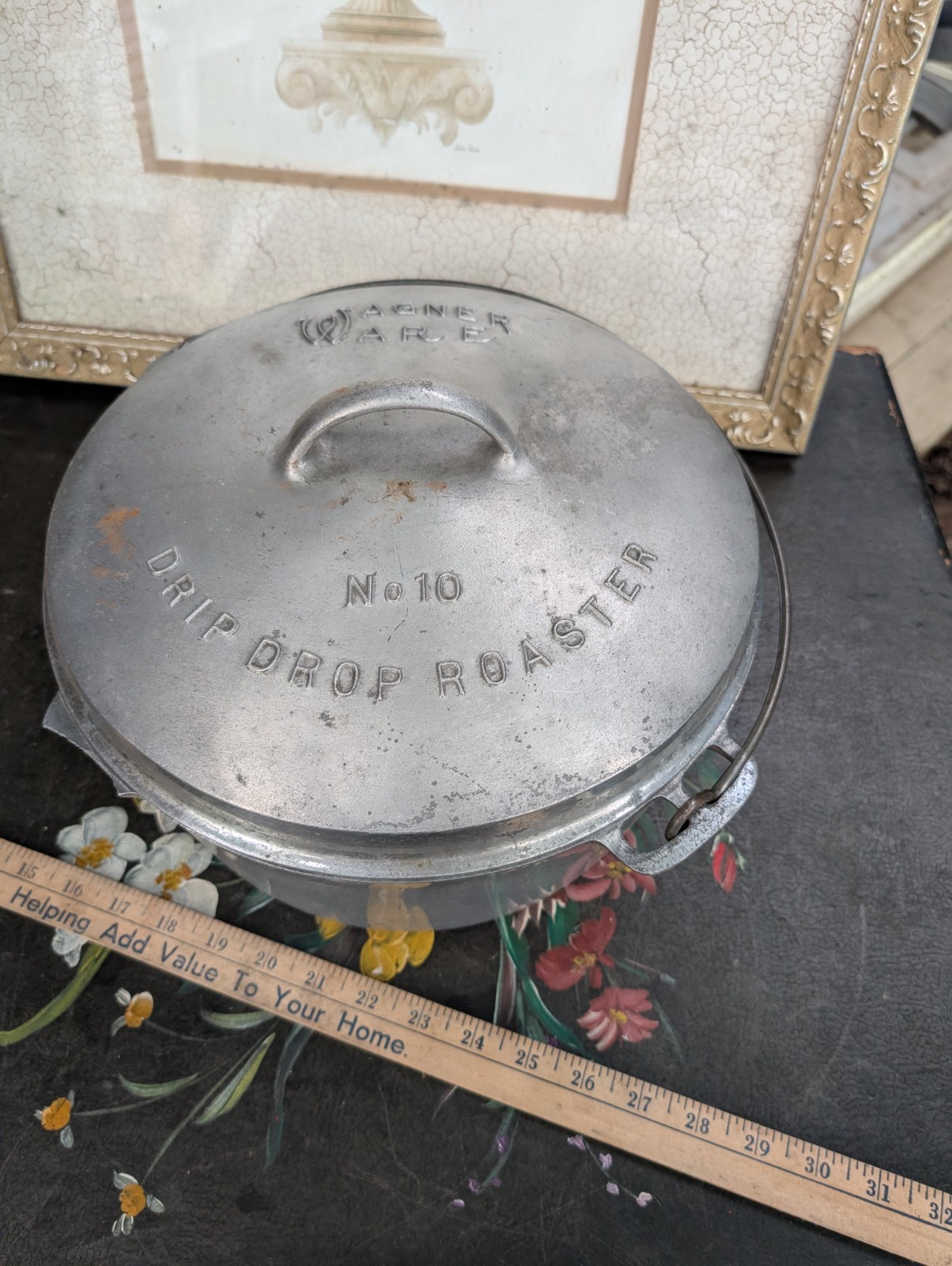 Wagner Ware Round Roaster 250+ No. 10 Roaster Lid Huge 12.5 Inch Pat 1917