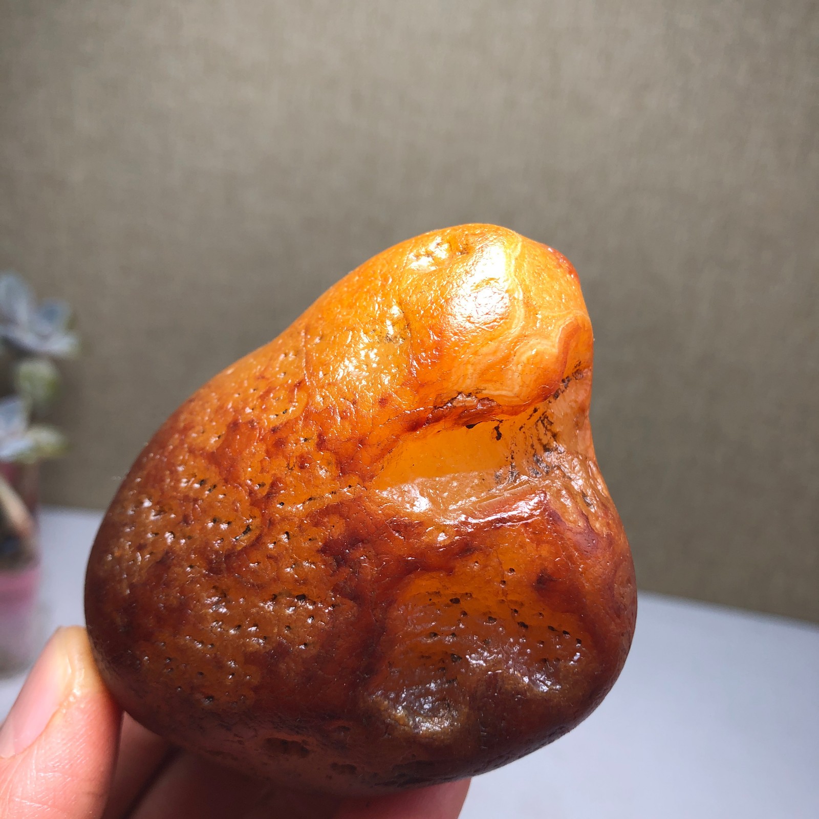 210g natural Bonsai Suiseki Gobi Agate Eyes Stone-Stunning original View A3002