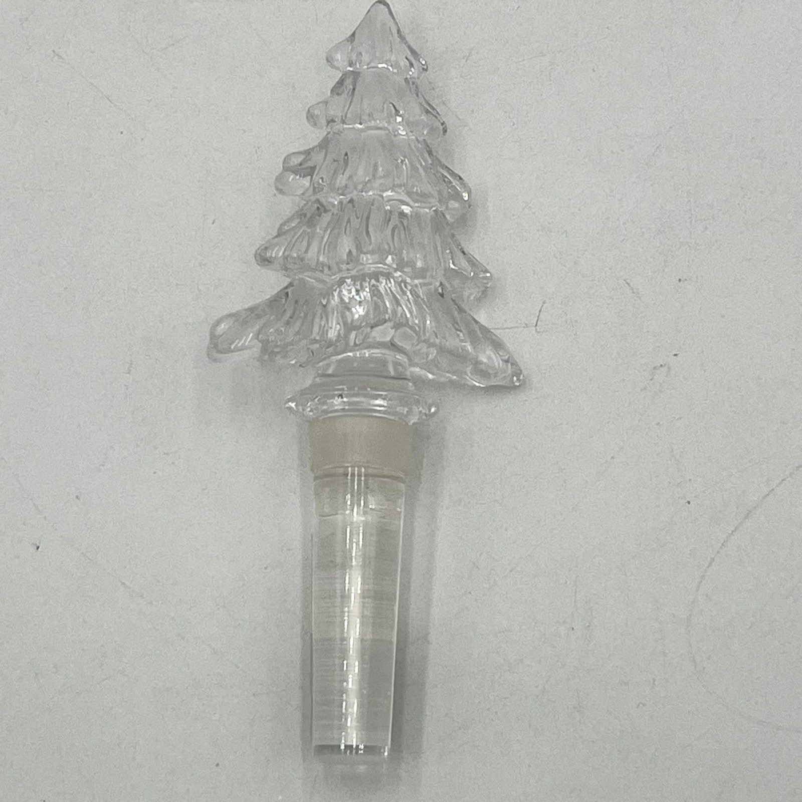 Mikasa Christmas Tree Bottle Stopper Clear Crystal Wine Spirits Holiday 5.75 in