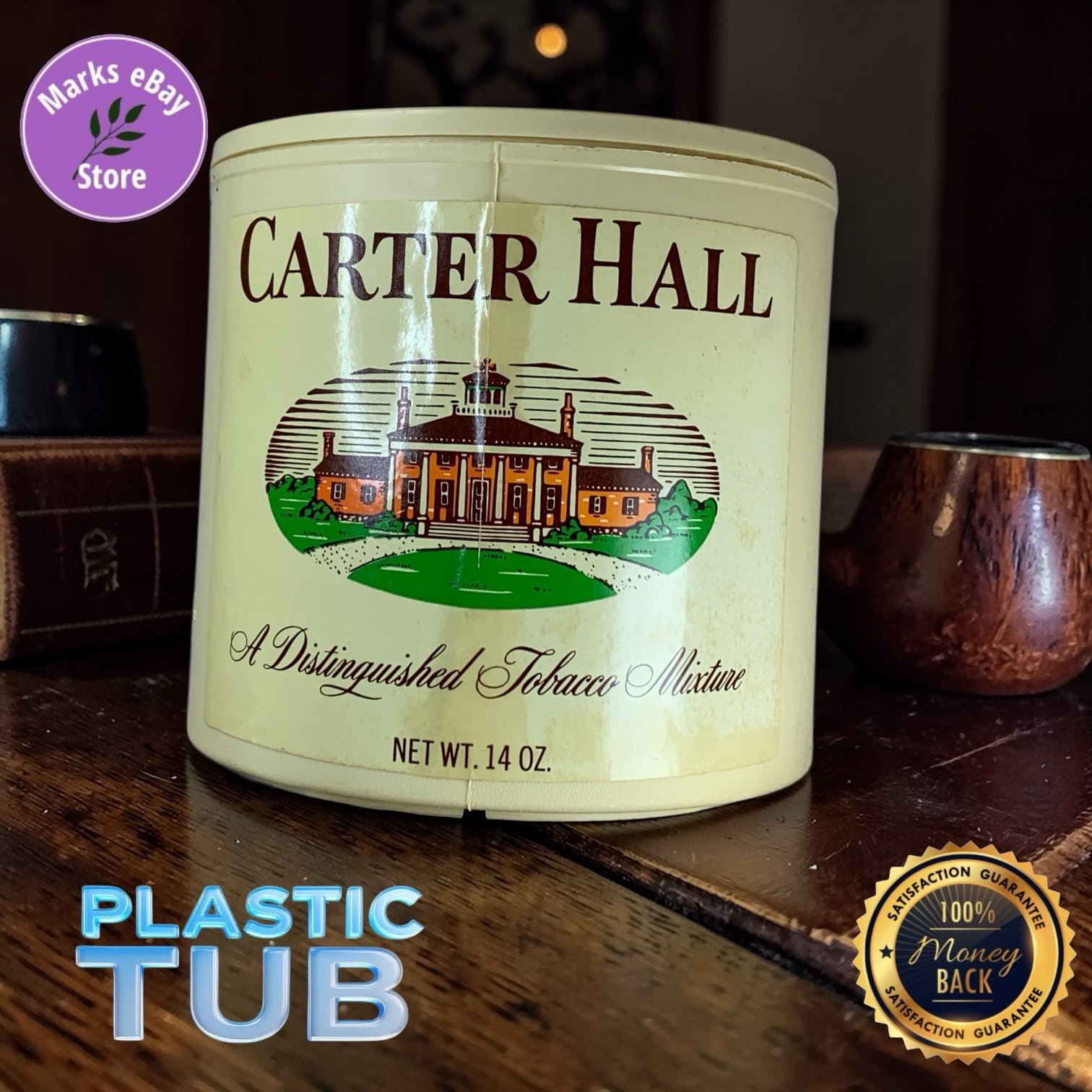 Vintage Carter Hall 14oz Plastic Tobacco Tub Empty 1980-2000 🔥