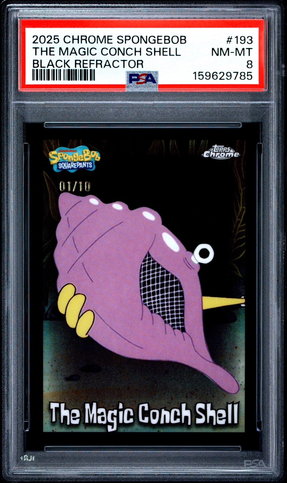 2025 Topps Chrome SpongeBob – The Magic Conch Shell 1/10 PSA 8