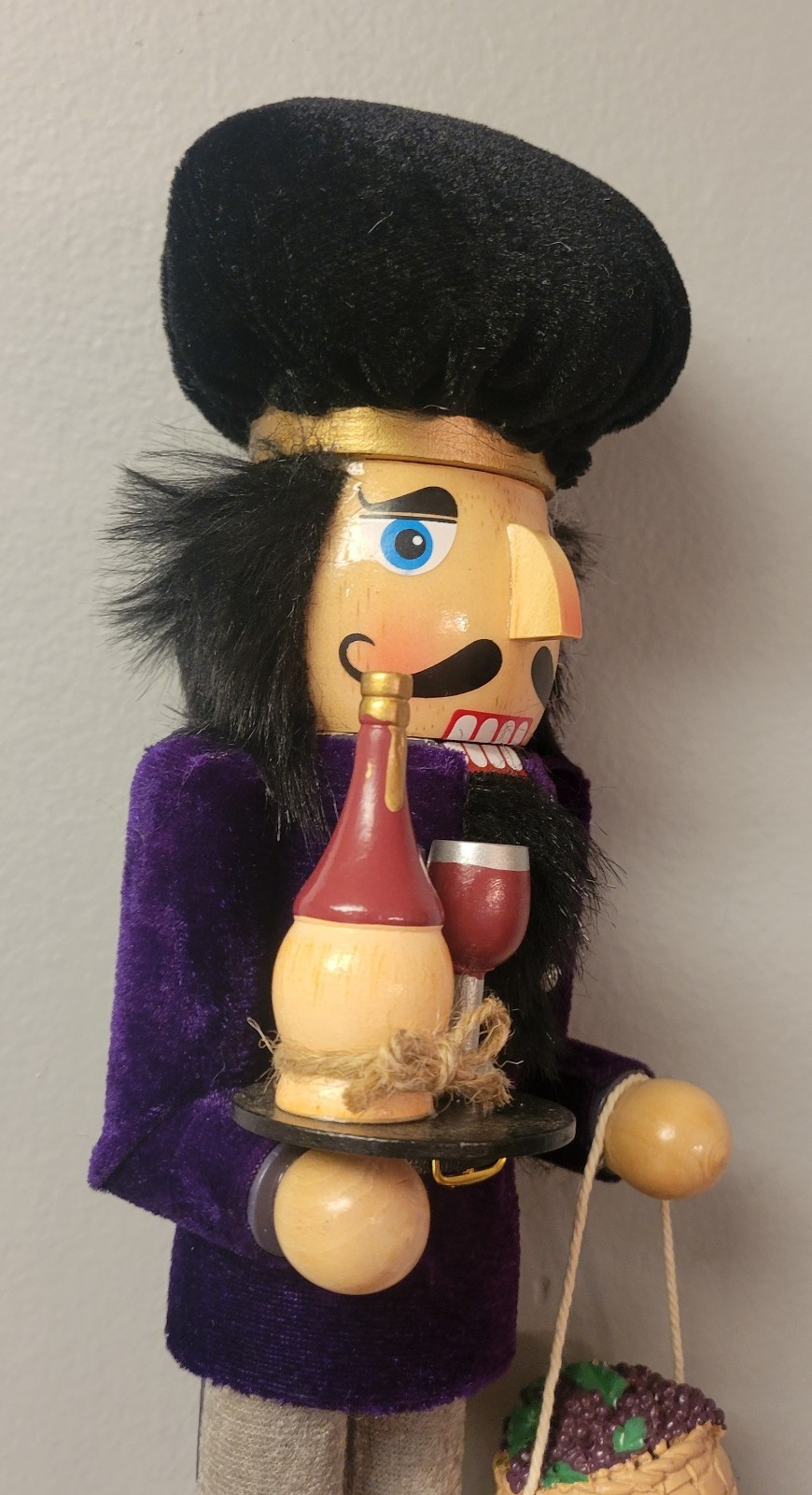 Christmas 14″ Nutcracker Purple Grapes Wine Italian Chianti Tuscany Holiday HTF