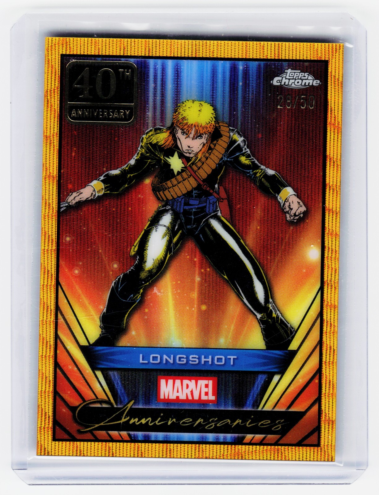 2025 Topps Chrome Marvel #MA-20 Longshot Marvel Anniversaries Gold Wave /50