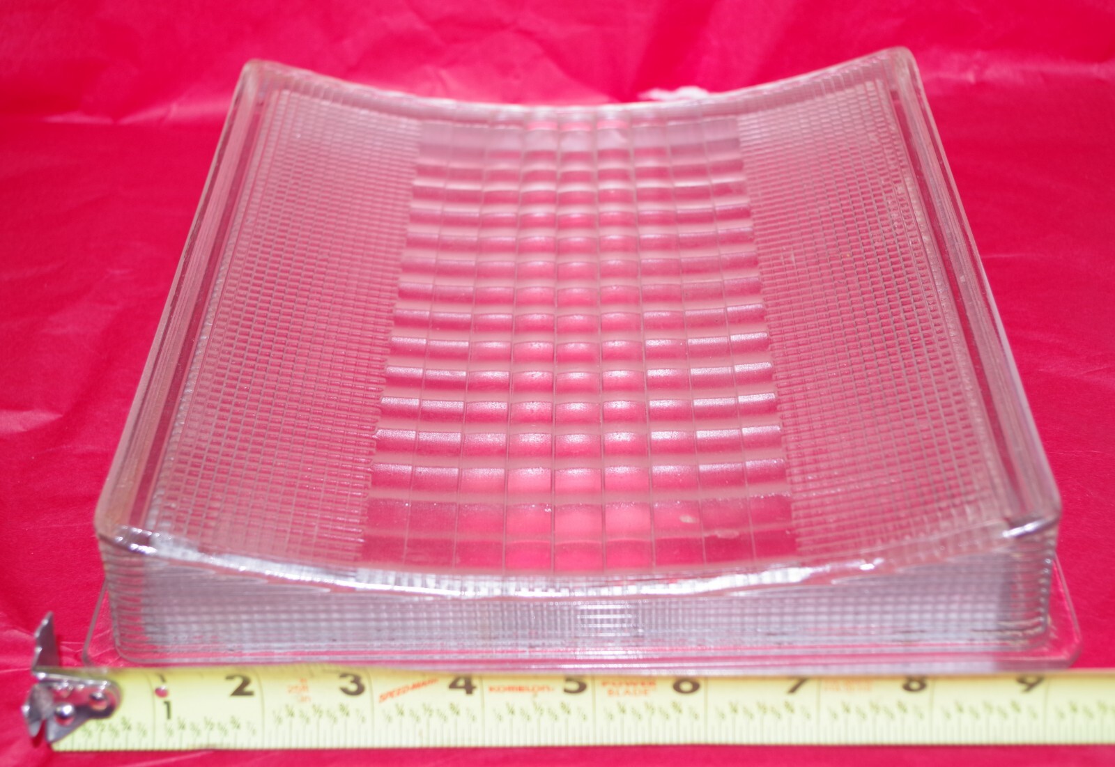 Vintage Holophane #823 Corridor Ceiling Mount Metal Frame & Heavy Glass Shade