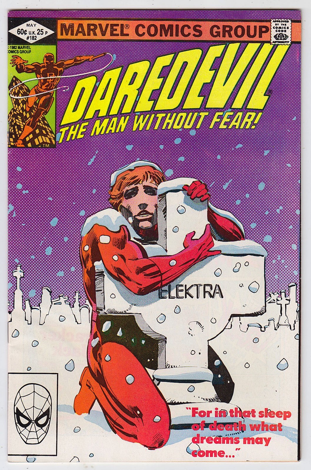 Daredevil #182 1982, 1st App Mr. Spindle! Kingpin! Punisher! Frank MIller VF 8.0