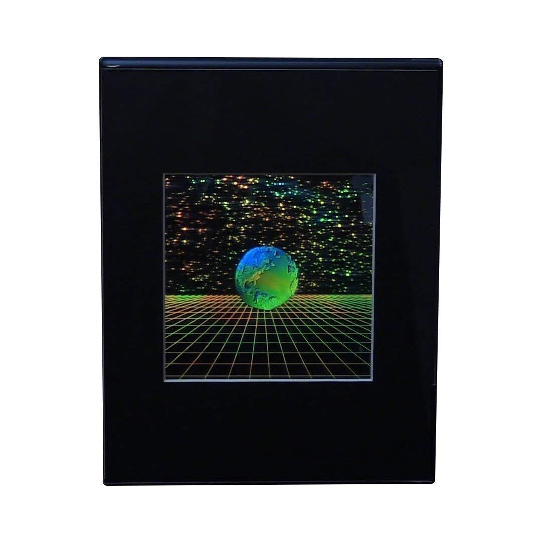 3D Earth with Grid Hologram Picture DESK STAND, Collectible EMBOSSED Type Film