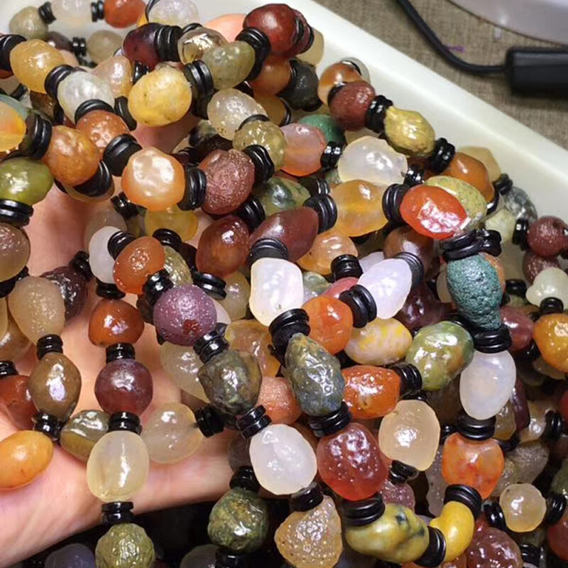 Natural Gobi Multi-Color Alashan Agate/stone Bracelet,Suiseki-viewing Collection