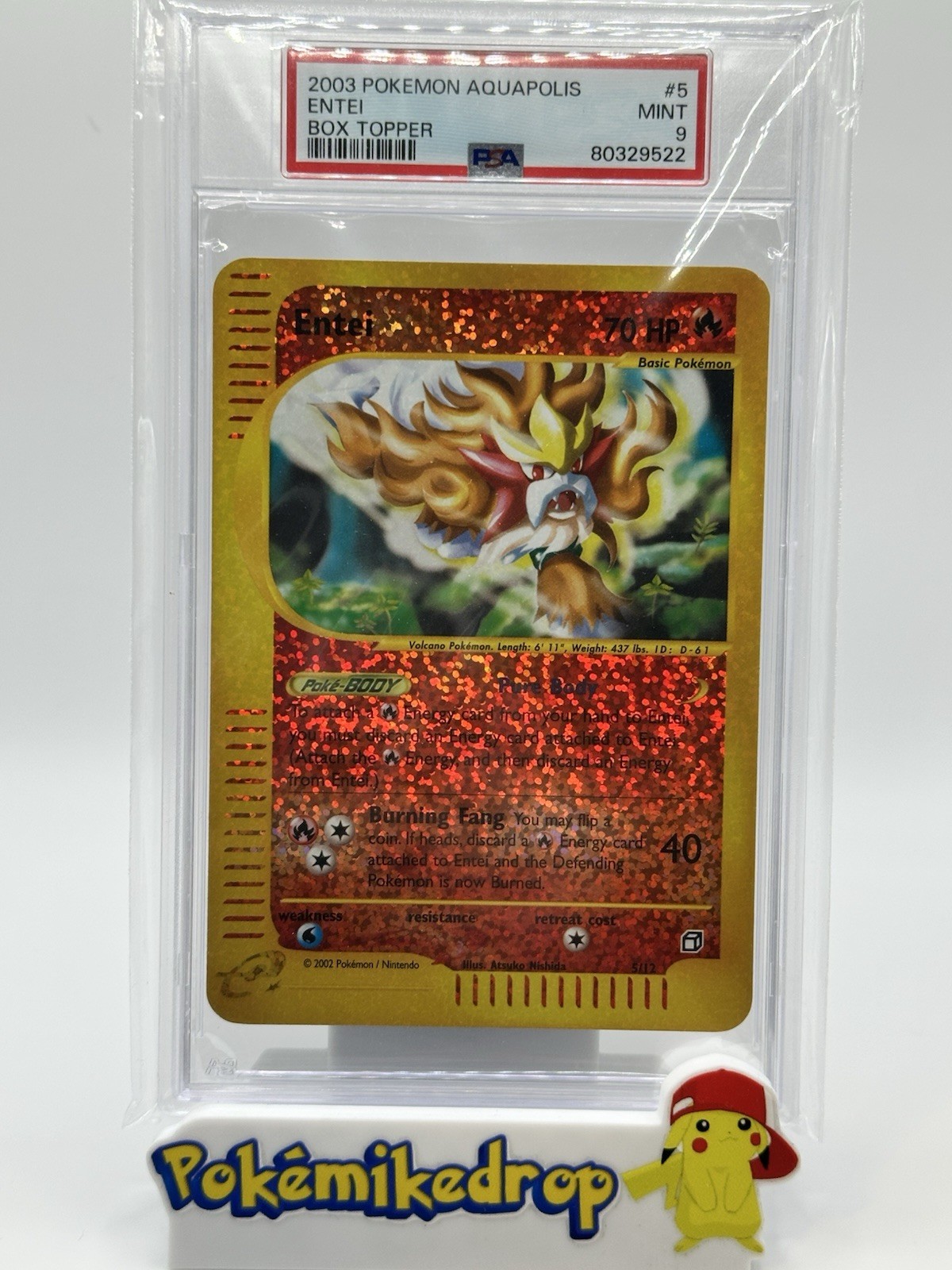 Entei Aquapolis Box Topper #5 PSA 9 Mint 2003 Pokemon English
