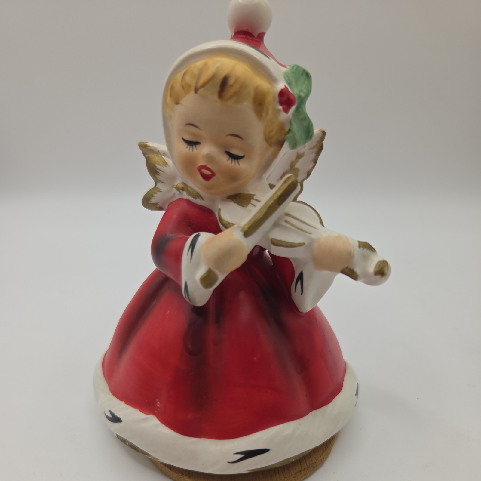 Vintage Napcoware 7259 Music Box Angel Playing Violin Plays Silent Night EUC