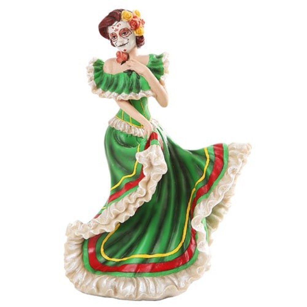 Pacific Giftware Day of The Dead Green Salsa Dancer 5 x 7 Resin Stone Decorative