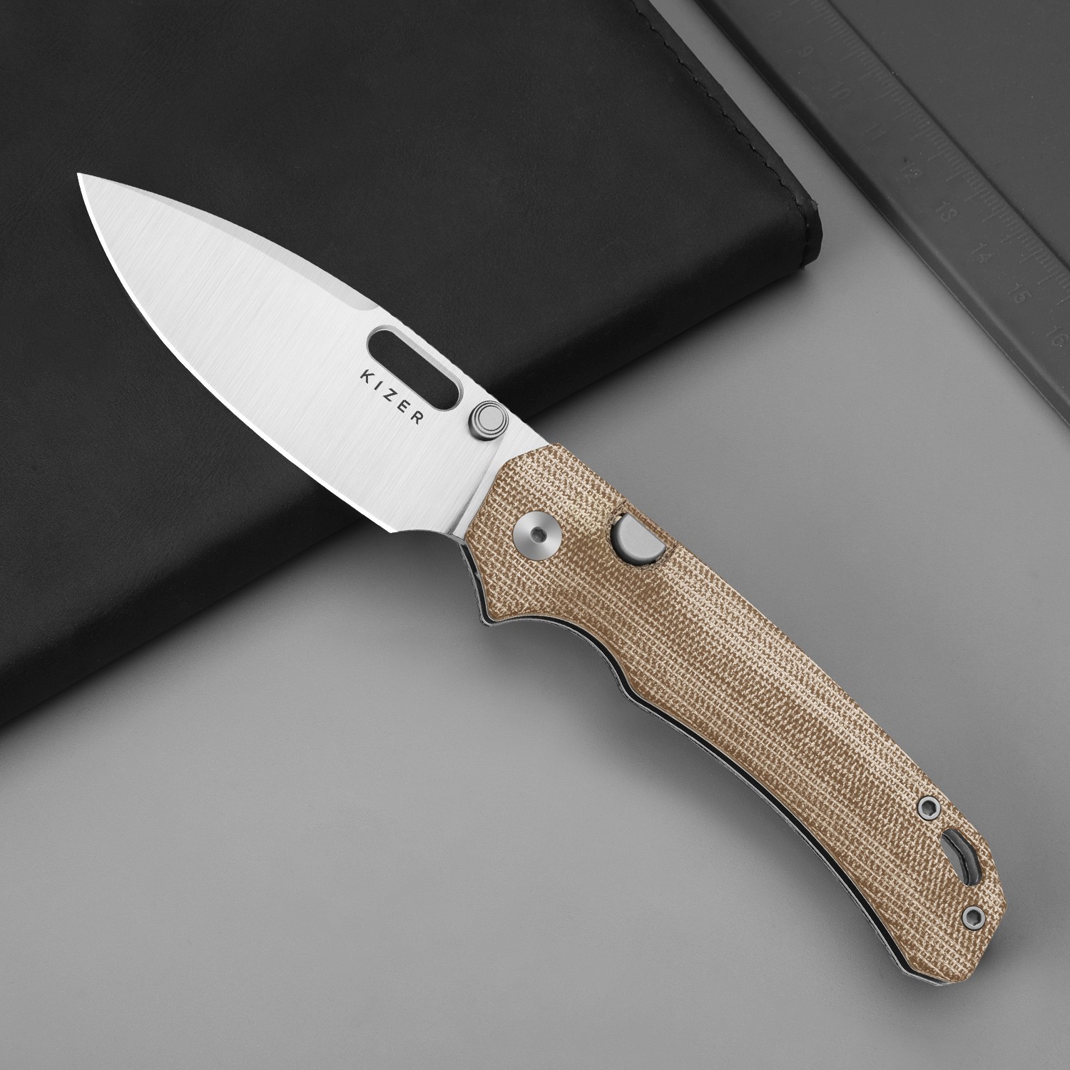 Kizer Outposter Folding Pocket Knife Nitro-V Blade Micarta Handle V3802BDA1