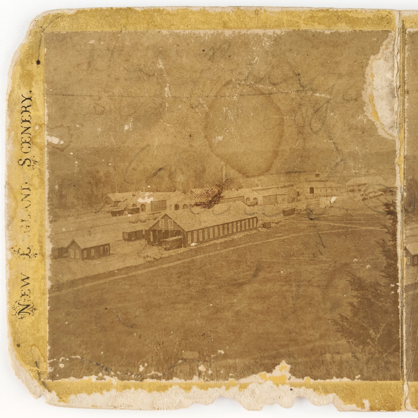 Saint Johnsbury Vermont Stereoview c1870 Railway Barn Antique Photo Card VT G658