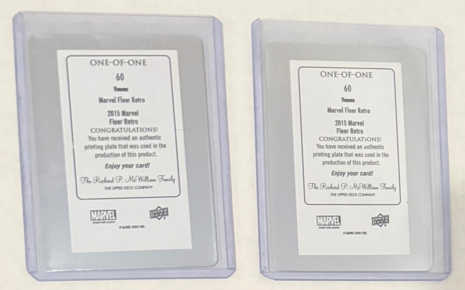 2015 Marvel Fleer Retro Agent Venom Set of 2 Printing Plates Base Cyan & Black