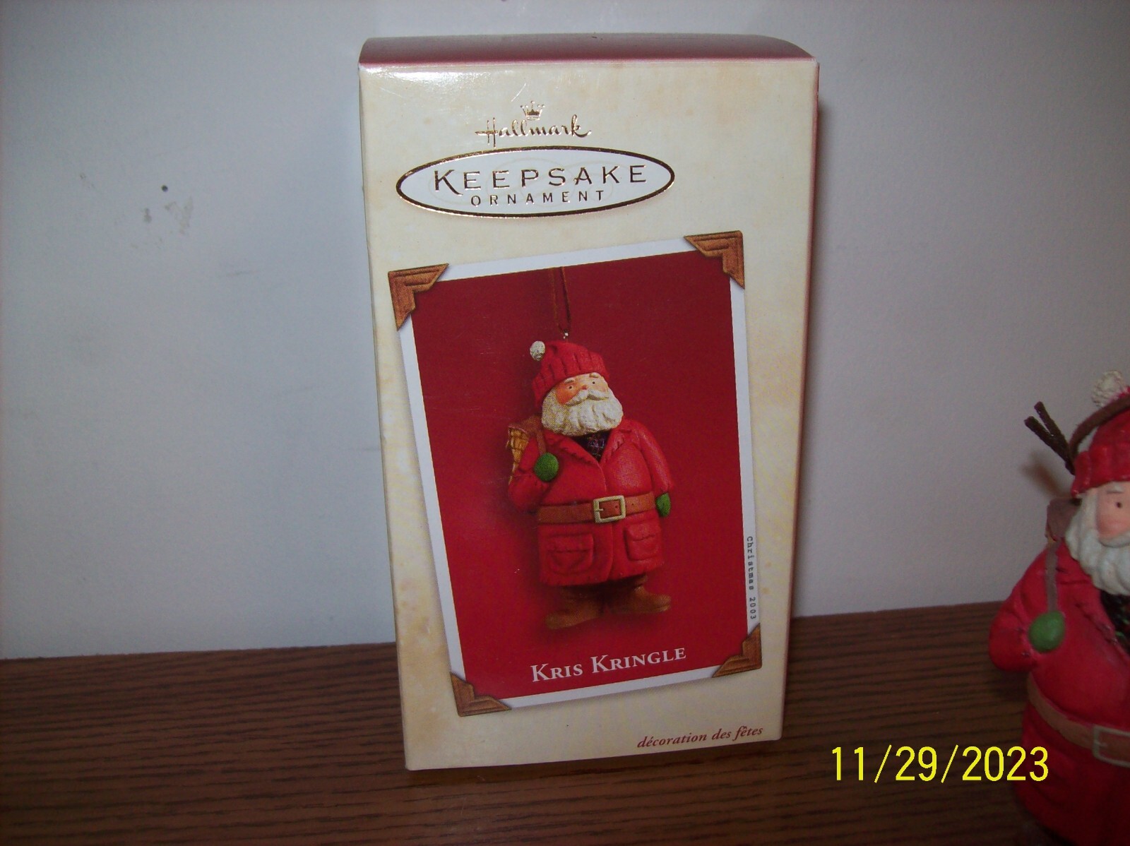 2003 HALLMARK ORNAMENT KRIS KRINGLE WITH BUBBLE WRAP AND BOX SANTA CLAUS