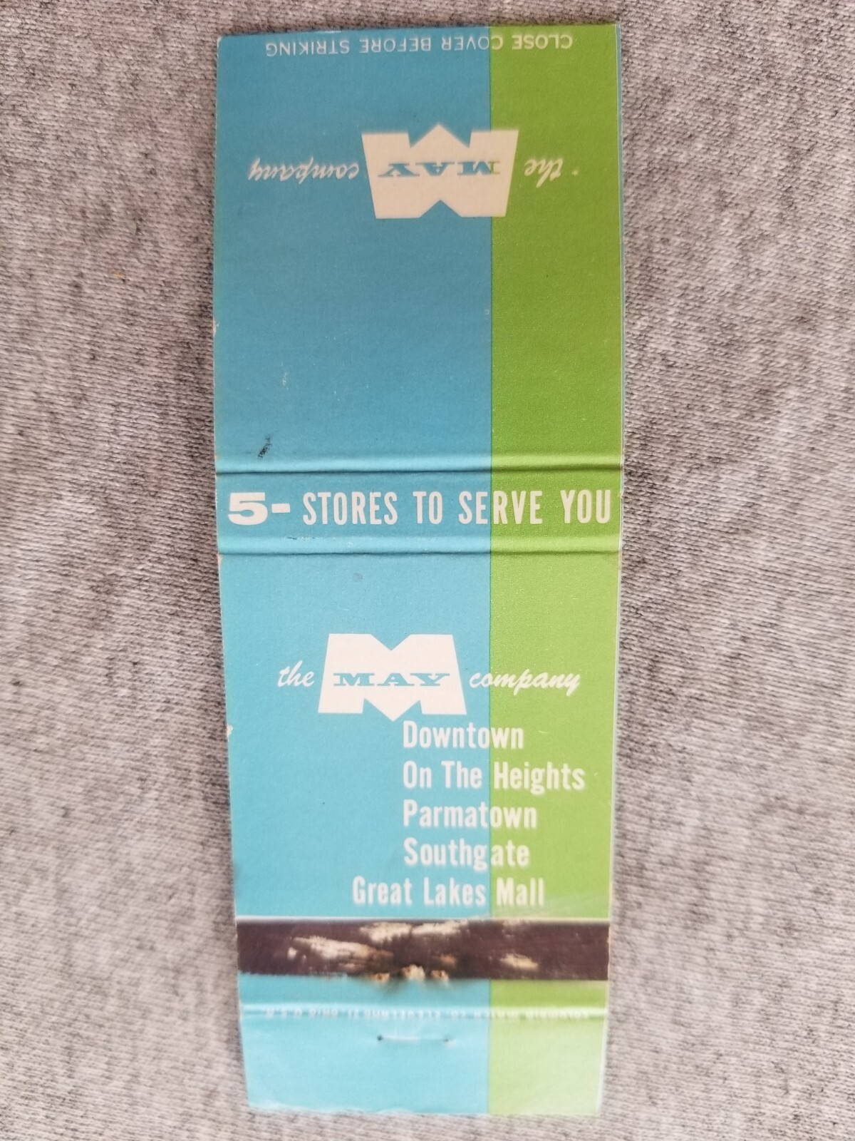 Vtg Matchbook Cover The May Company Ohio 5 Stores Downtown Great Lakes Mall