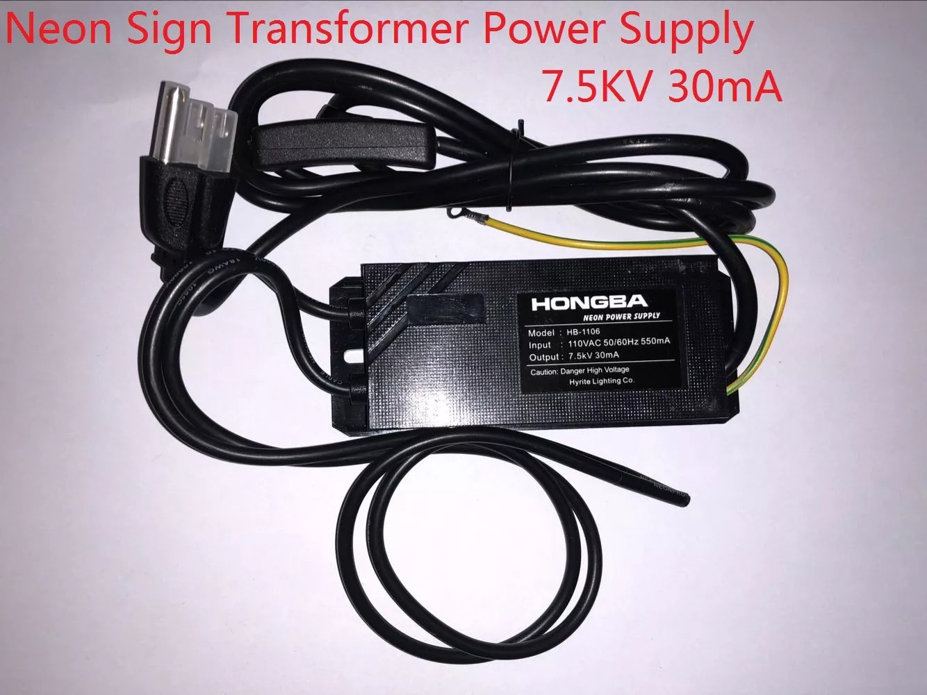 7.5kV 7500 volts 30mA Neon Sign Transformer Electronic Power Supply Switch