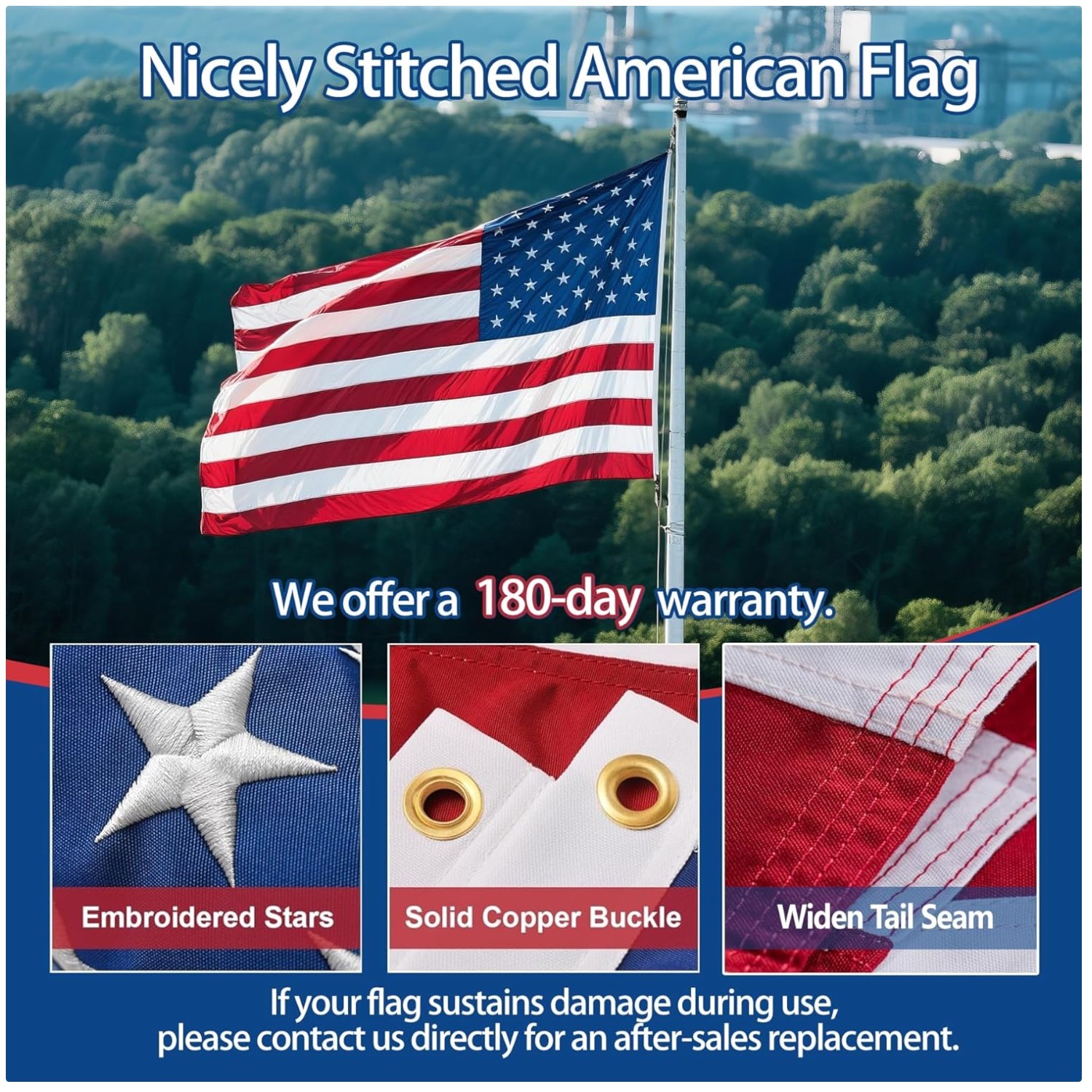 Weather-Resistant 2ftx3ft American Flag
