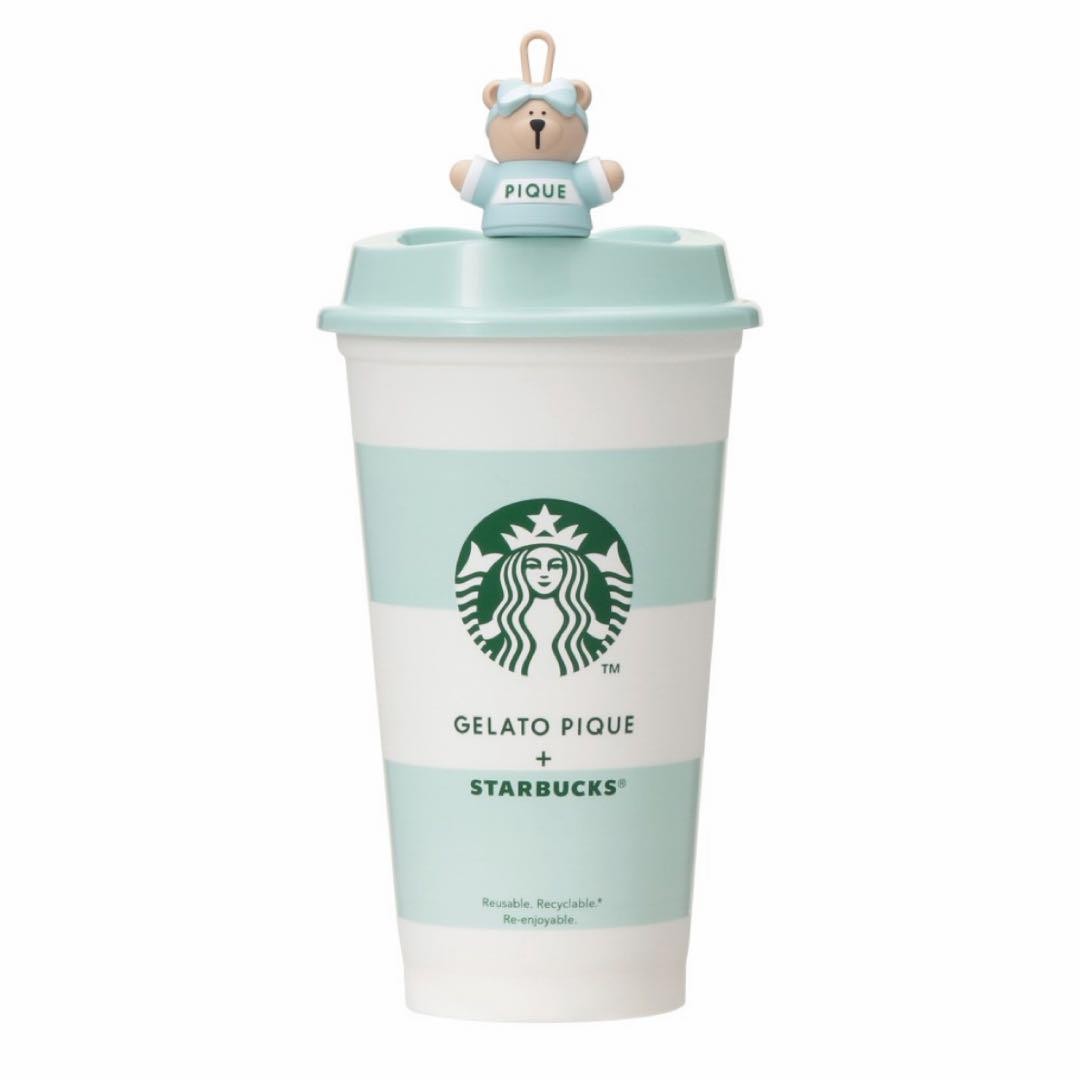 Starbucks x Gelato Pique Reusable Cup & Bearista Drink Hole Cap Set 473ml