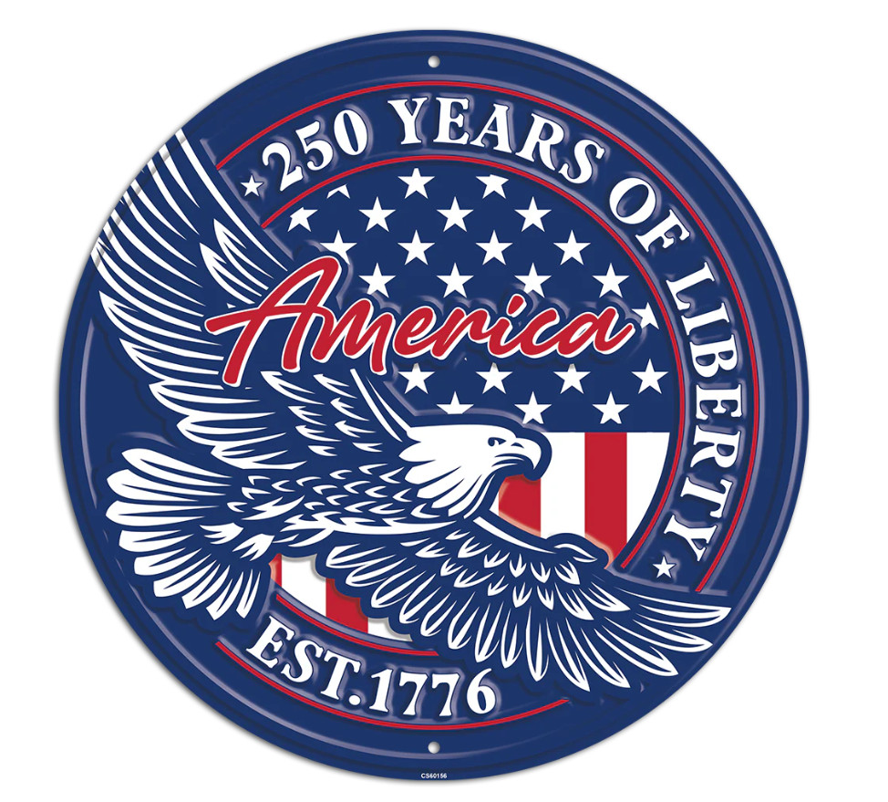 America 250 Years of Liberty USA Flag 12×12 Automotive Car Garage Man Cave Sign