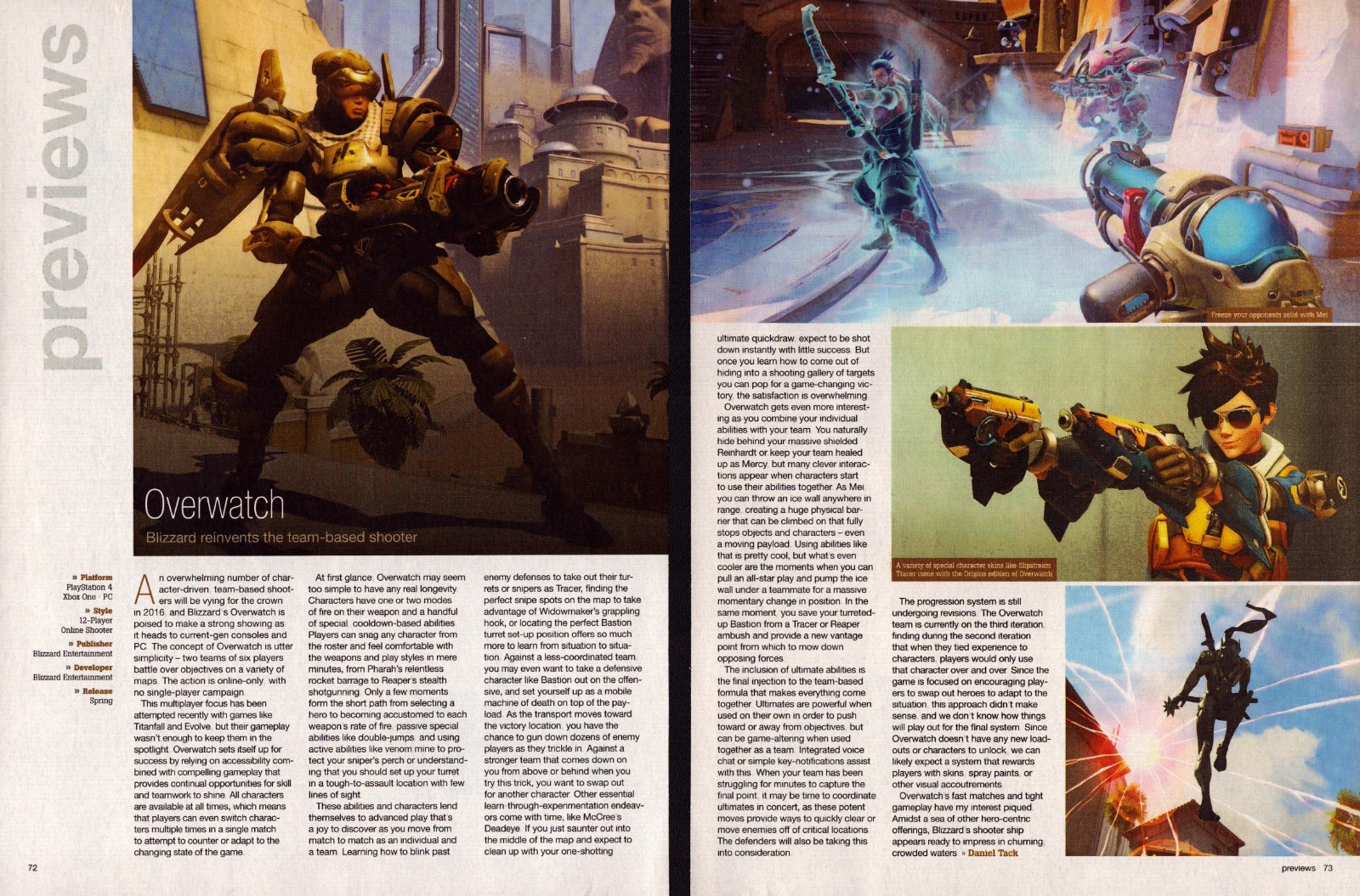 2016 OVERWATCH Preview 2pg Video Game PRINT Blizzard Article – PS4 XBOX ONE PC