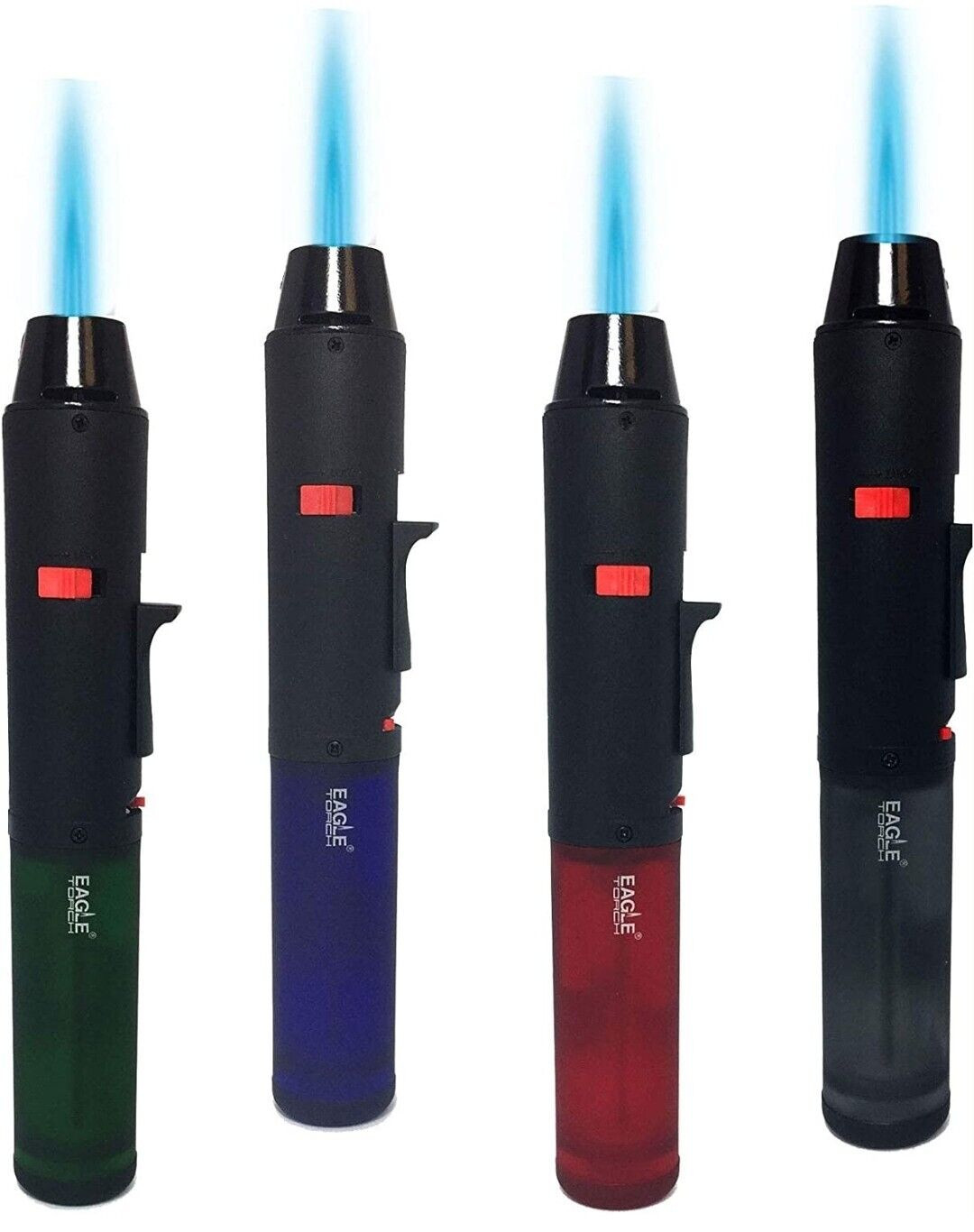 Pack of 4 Eagle Pen Torch Single Jet Flame Windproof 7″ Tall Butane Lighters