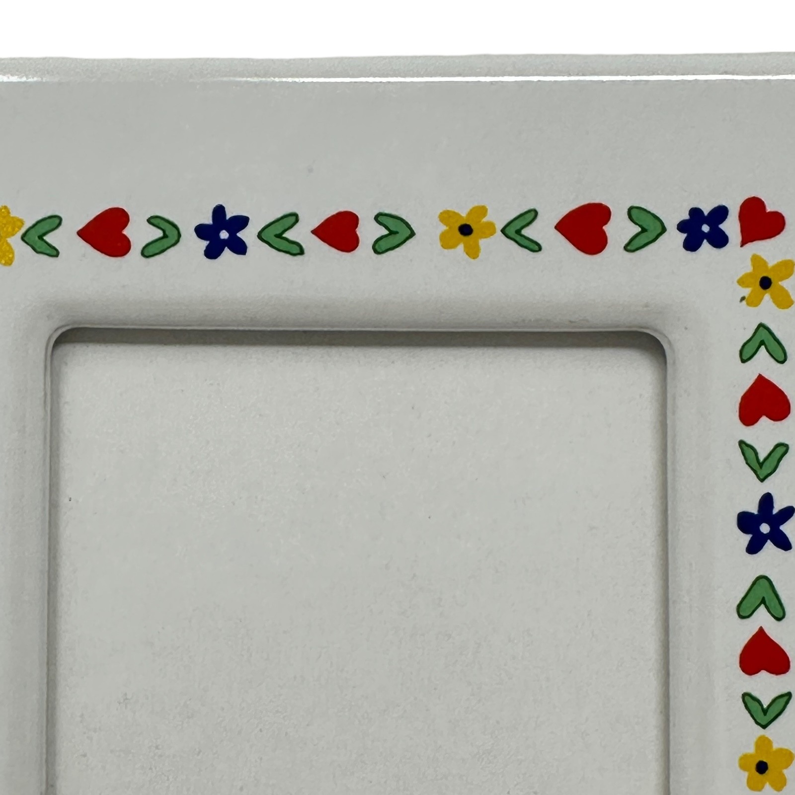 Vintage 70s Terragrafics Japan Folk Art Hearts Floral Ceramic Photo Frames Set