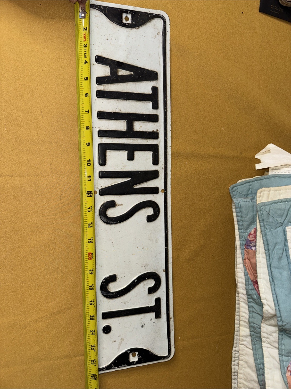 Athens Street Porcelian Enamel Street Sign One Sided – Vintage