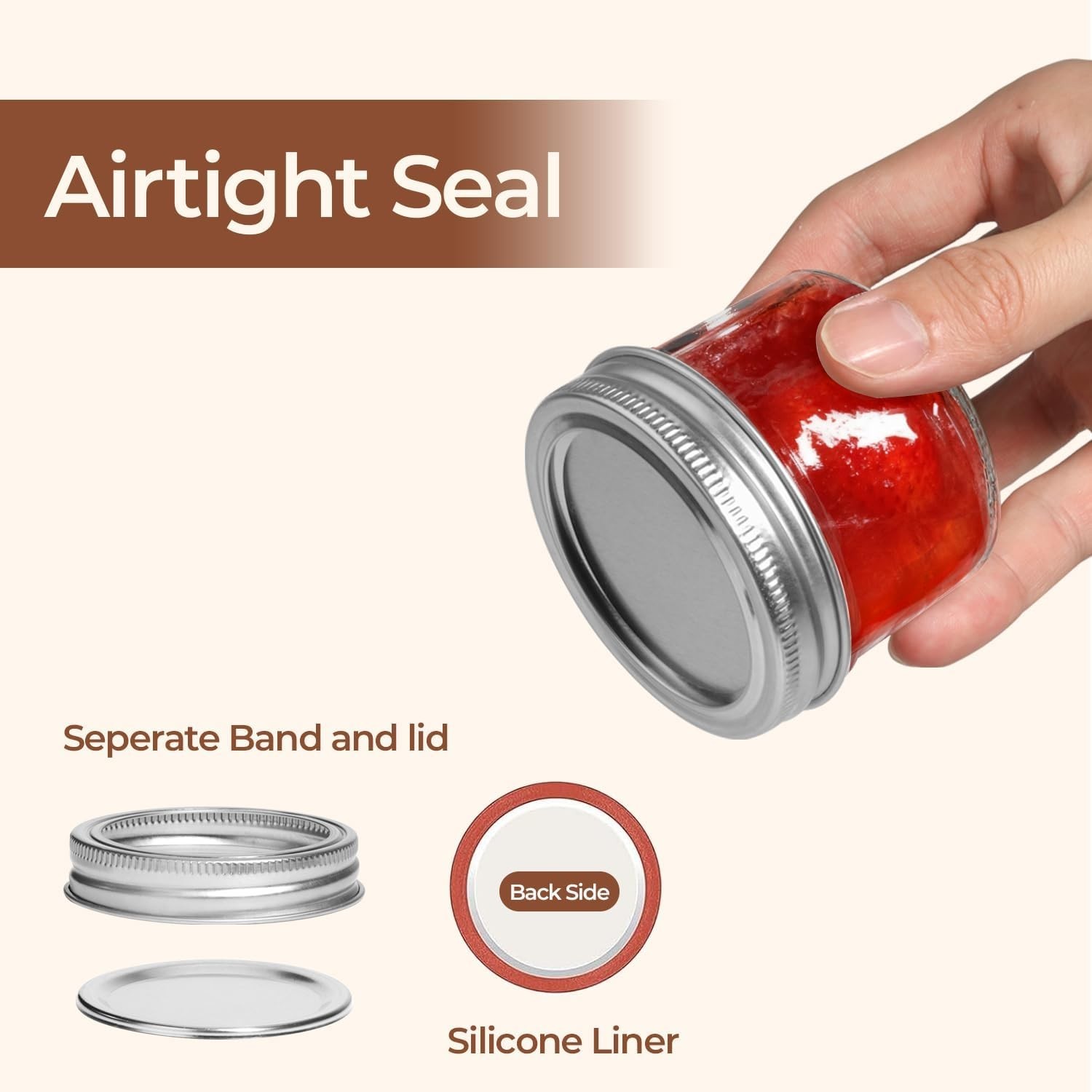 Mini Mason Jars 4oz – 8 Pack, Regular Mouth Mason Jar with Lids and Seal Bands,