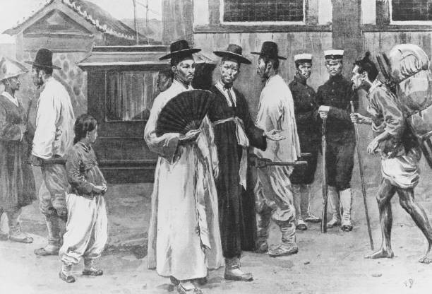 Street scene in Seoul in South Korea circa 1905 OLD PHOTO