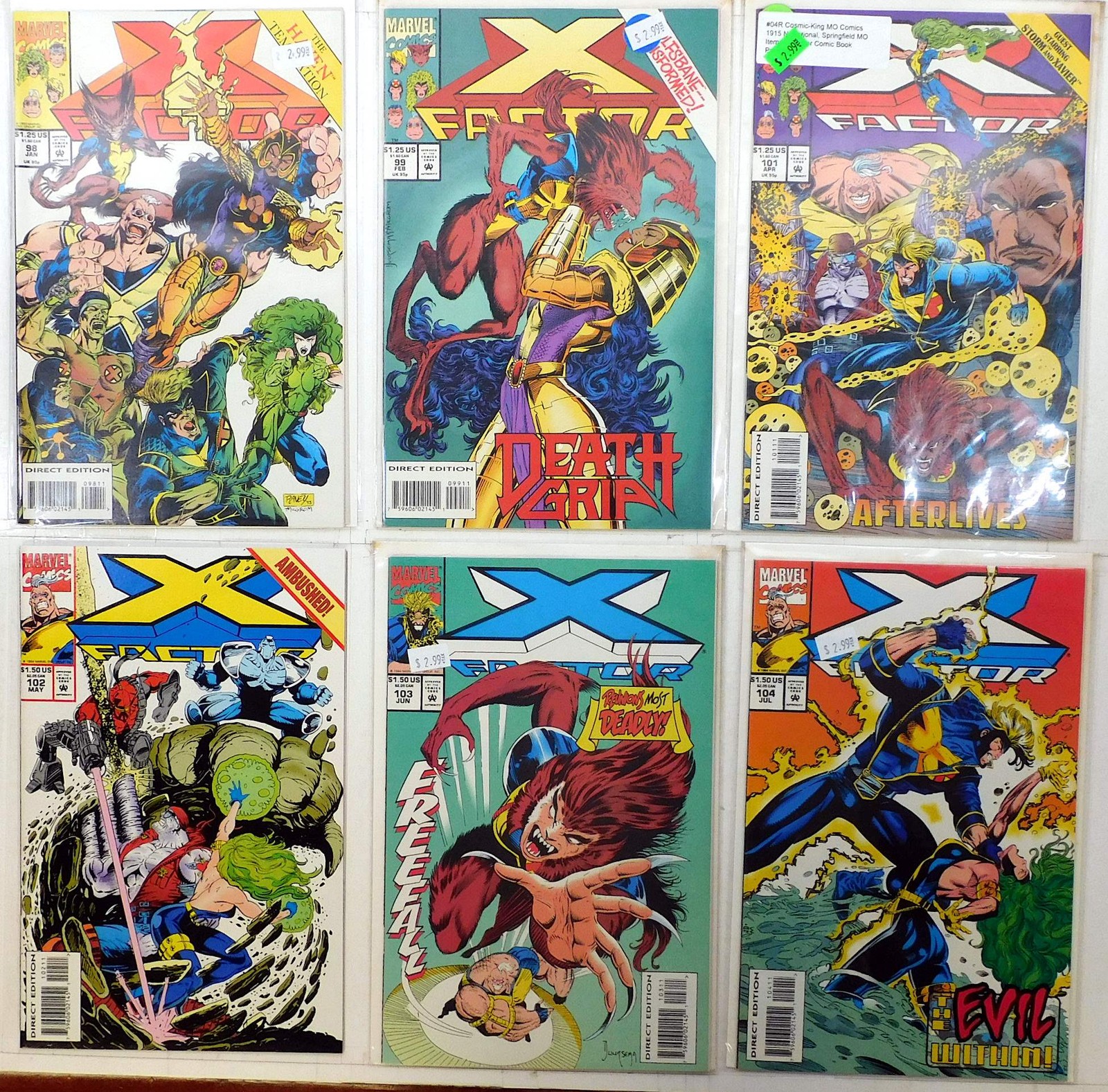 X-Factor Lot of 6 #98, 99, 101, 102, 103, 104 (1993) Marvel Comics 1st Print