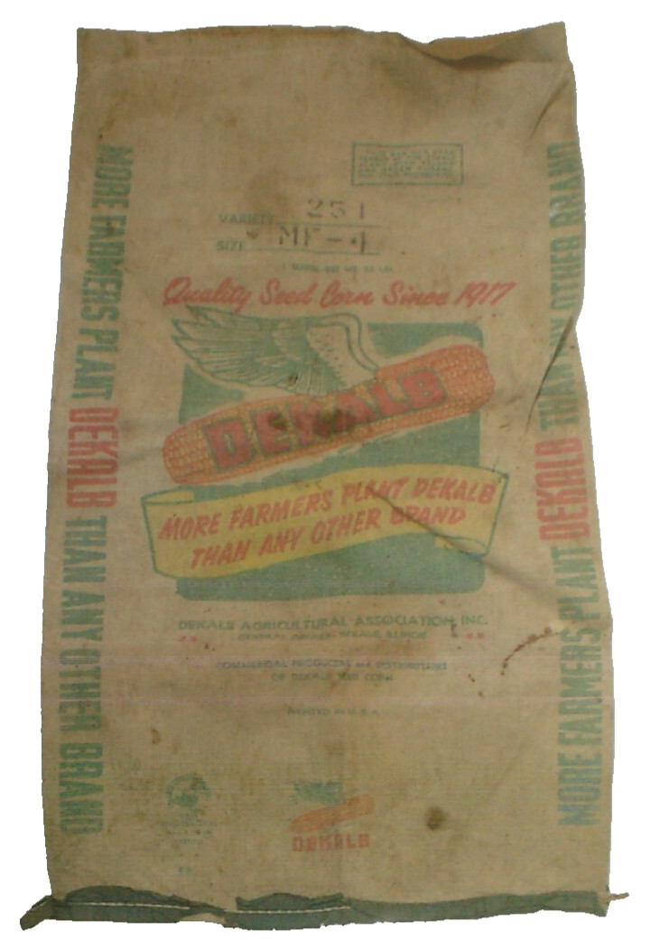 Vintage Dekalb Seed Corn Cloth Seed Sack / Bag “Flying Ear”