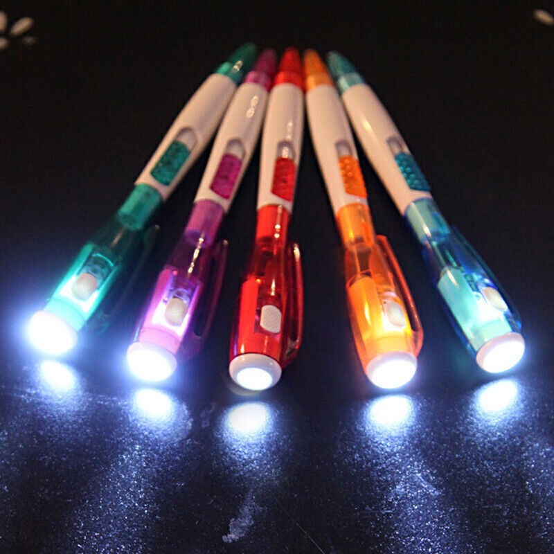 1x Multifunctional Ballpoint Ball Point Pen With LED Flashlight Light Pens