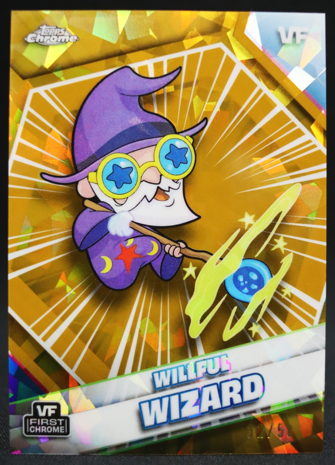 2026 Topps Chrome Sapphire VeeFriends Willful Wizard Gold Sapphire #32/50
